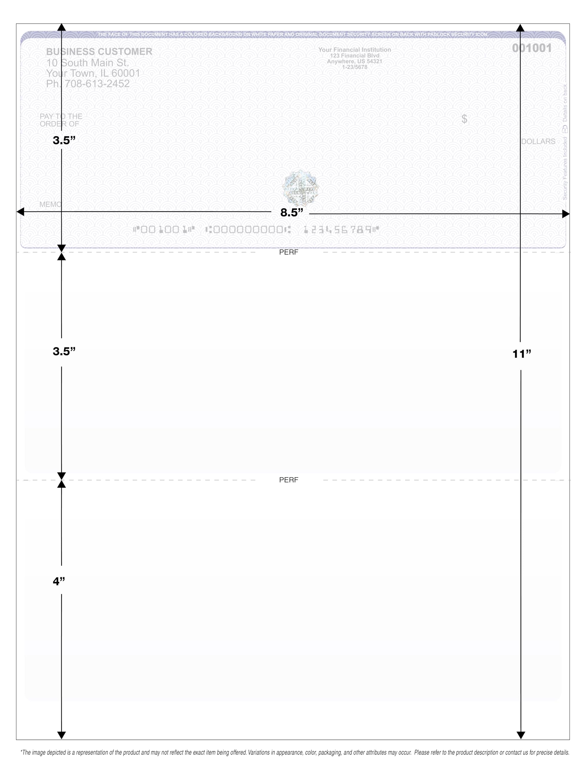 Premium Blank Hologram Computer Checks - High Security Laser Checks with Perforated Vouchers (500 Sheets, Blue/Green) - Ideal for Business Accounting, Bank Transactions & Secure Check Printing
