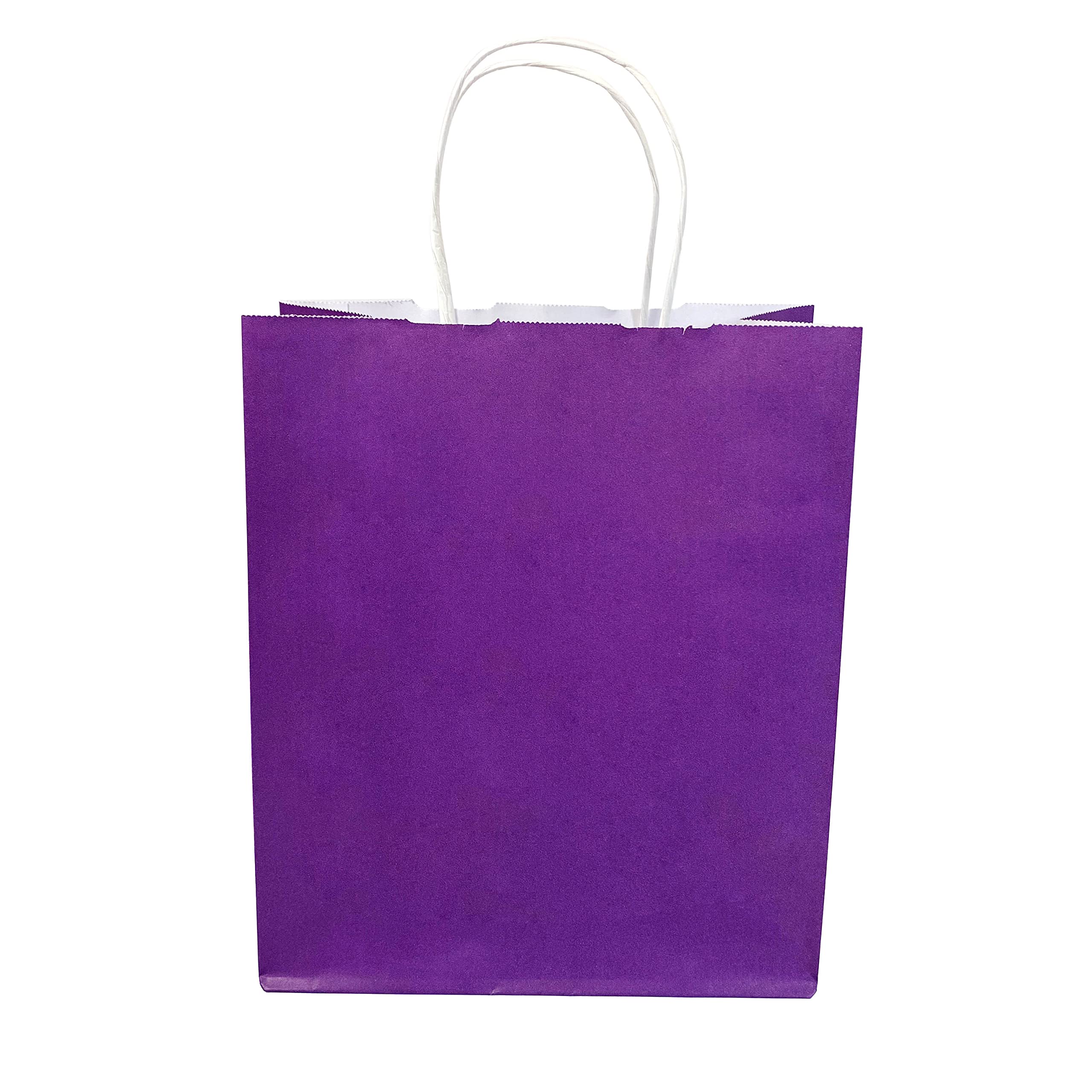 JET 10x5x12 Inch Virgin Kraft Paper Gift Bags with Twisted Handles - Bulk 250pcs Recyclable Purple Shopping Bags for DIY, Retail, Wedding Gifts & Party Favors | Perfect for Eco-Friendly Packaging, Takeout & Merchandise Displays