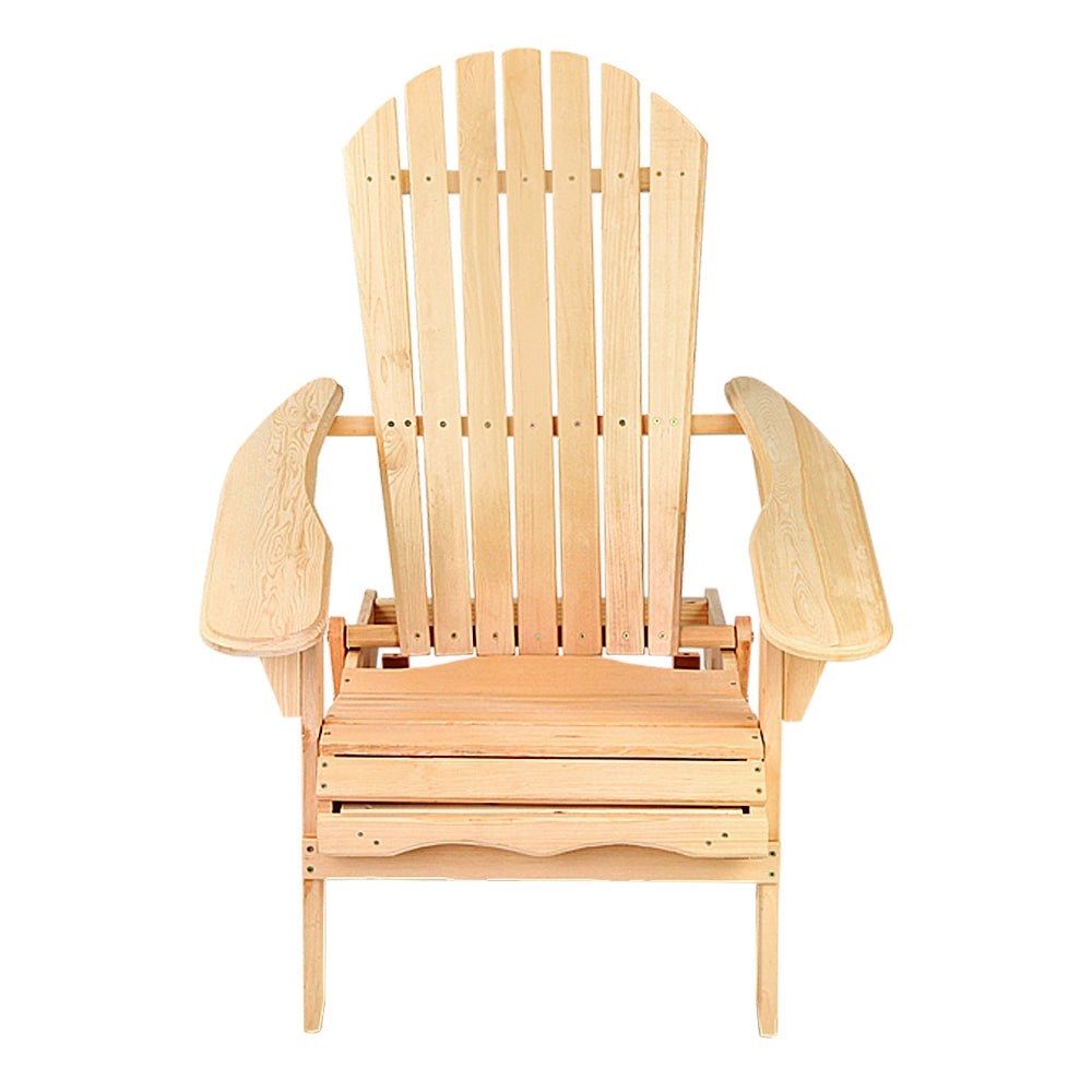 Premium Adirondack Outdoor Chairs - Natural Wooden Patio & Beach Chairs Set of 2 - Perfect for Backyard, Garden, Poolside & Coastal Relaxation