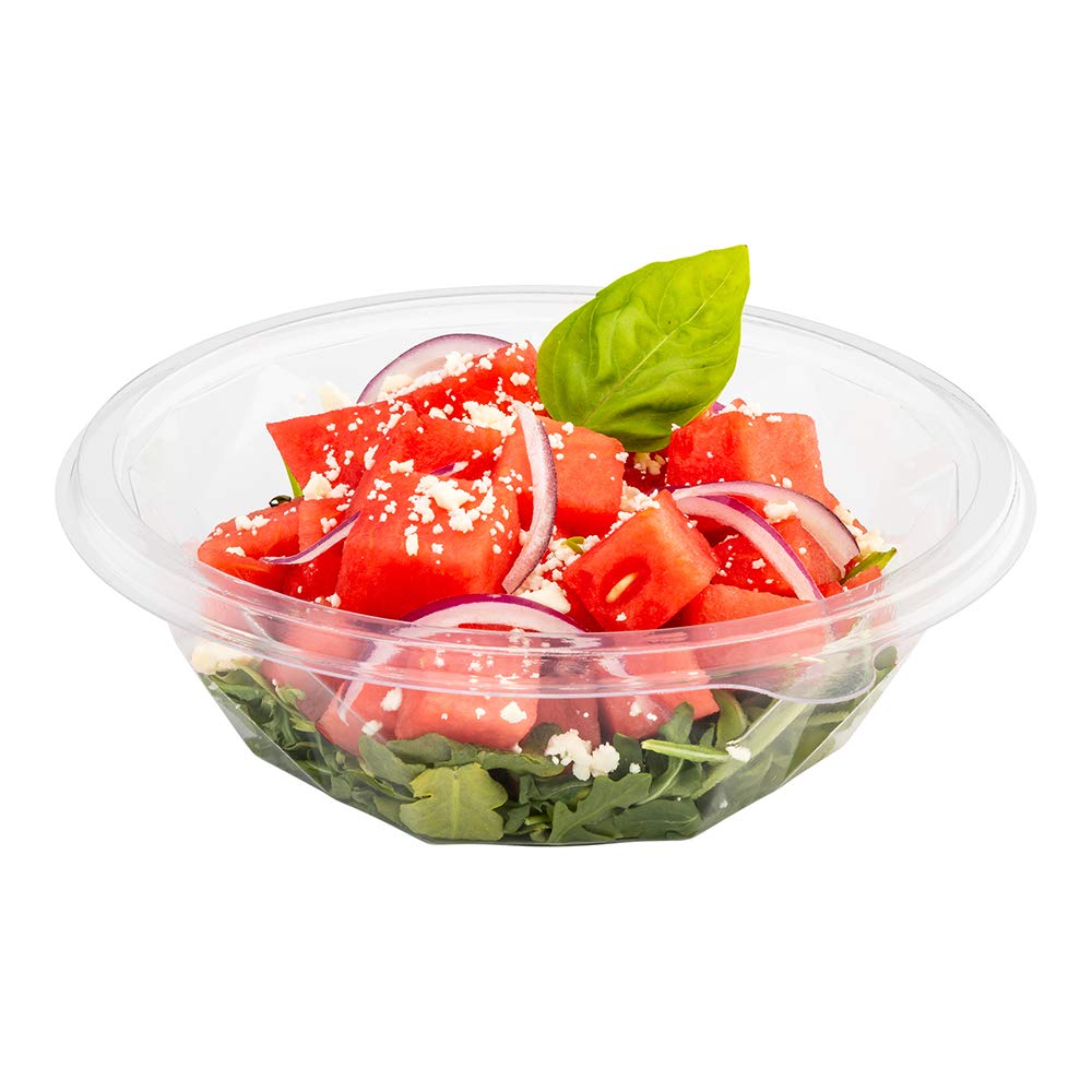 Restaurantware Basic Nature 24oz Disposable Plastic Containers - 500 Clear PLA Salad Bowls for Takeout & Delivery | Eco-Friendly Food Storage for Restaurants, Catering & Meal Prep
