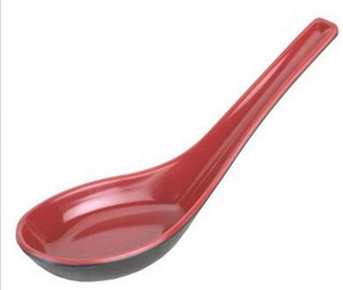 JapanBargain 2384 - 60 Pack Japanese Soup Spoons, Chinese Rice Spoons, Pho & Ramen Spoons, Wonton Soup Spoons in Black & Red - Perfect for Asian Noodles, Soups, and Home Dining
