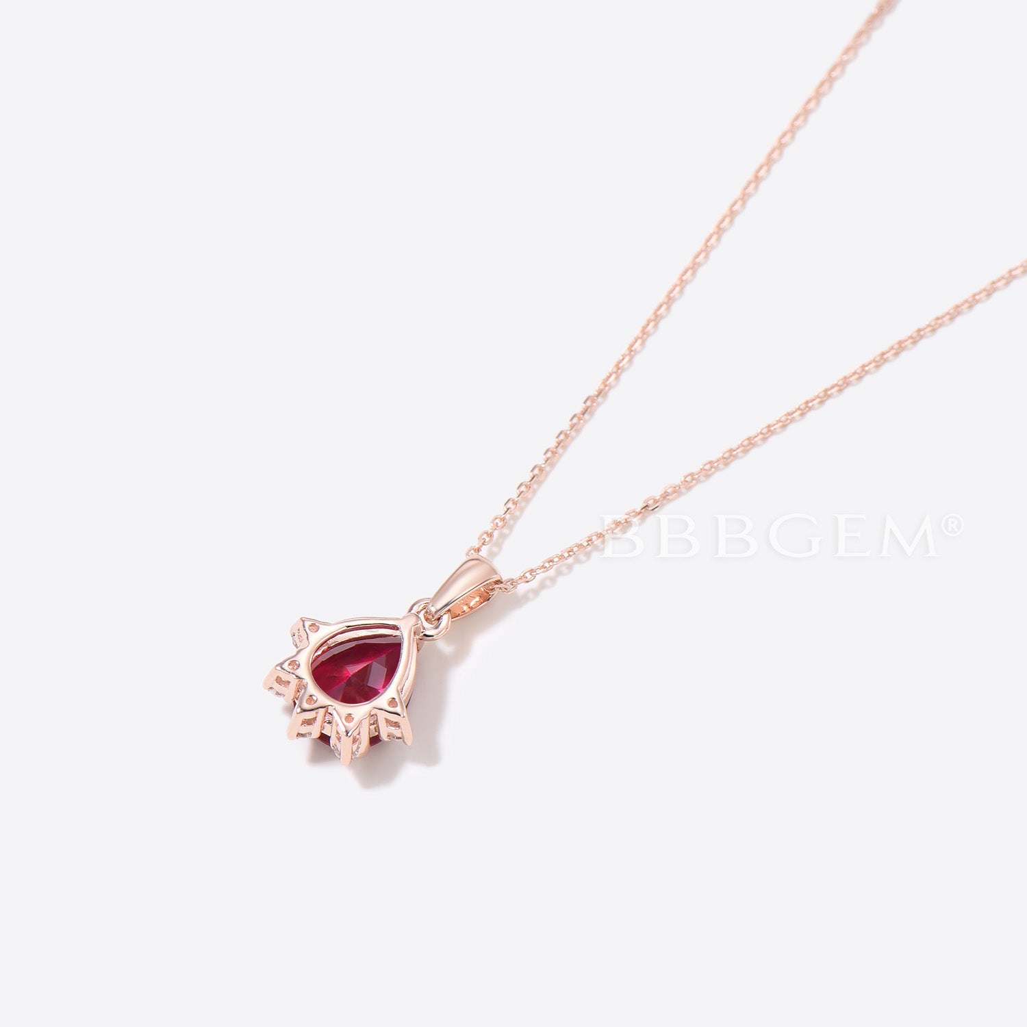 14K Rose Gold Teardrop Cut Red Ruby Diamond Minimalist Pendant Necklace for Women - Elegant Jewelry Gift for Anniversary, Valentine's Day & Special Occasions