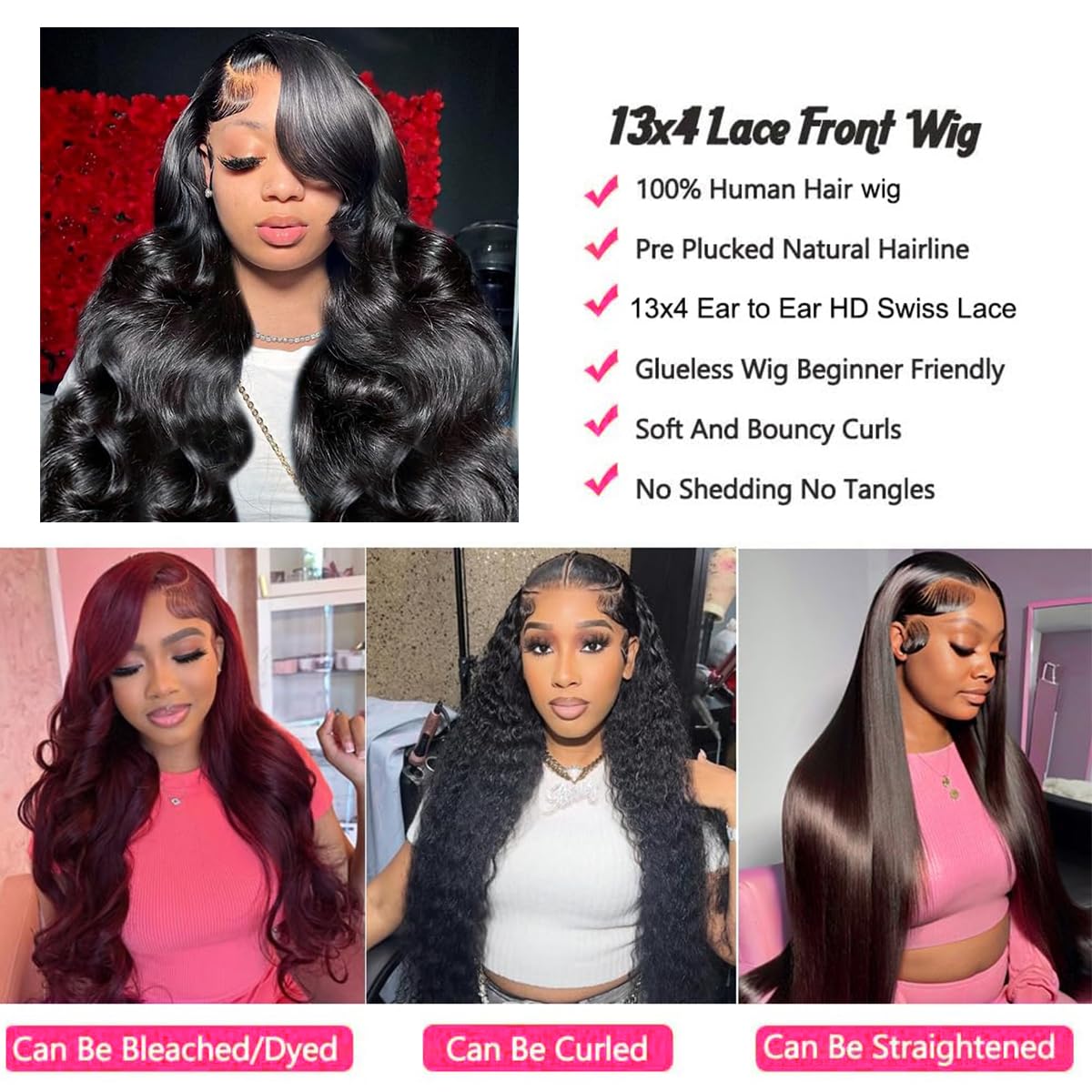13x4 Lace Front Wigs Human Hair Pre Plucked Body Wave with Baby Hair - 100% Brazilian Real Human Hair Wigs for Black Women (150% Density, 22 Inch) - Perfect for Daily Wear, Special Occasions & Protective Styling