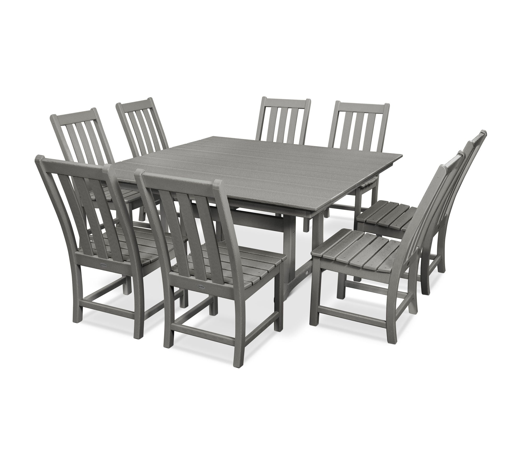 POLYWOOD Vineyard 9-Piece Farmhouse Trestle Dining Set - Outdoor Patio Furniture for Backyard, Garden & Poolside Dining