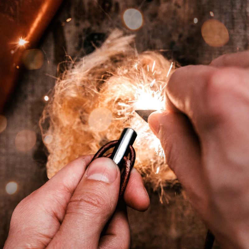 Wazoo Survival Gear Spark Necklace - Fire Starter Necklace for Camping, Hiking & Outdoor Survival - Emergency Fire Starter Tool for Bushcraft & Adventure