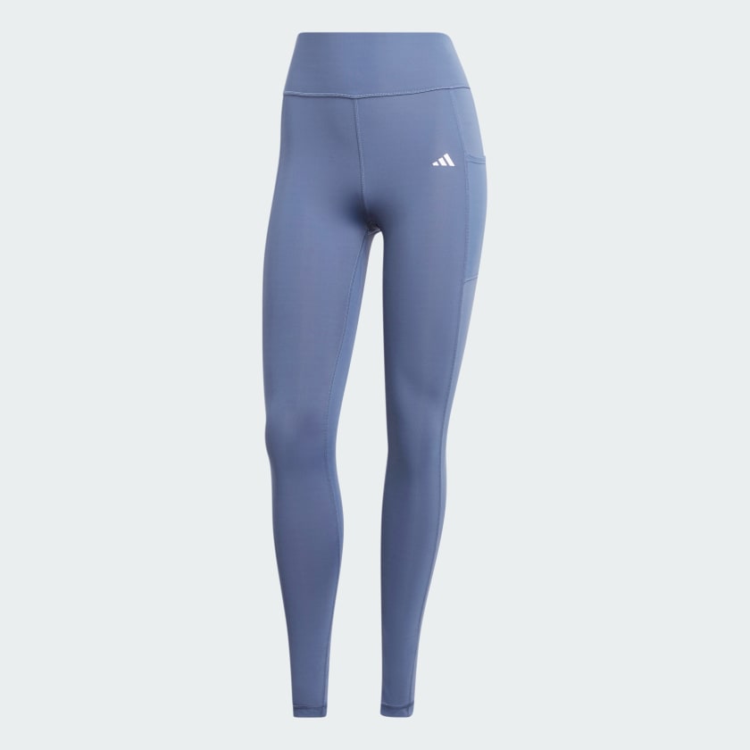 Adidas Women's Optime Full-Length Blue Tights - High-Performance Workout Leggings for Running, Yoga & Gym