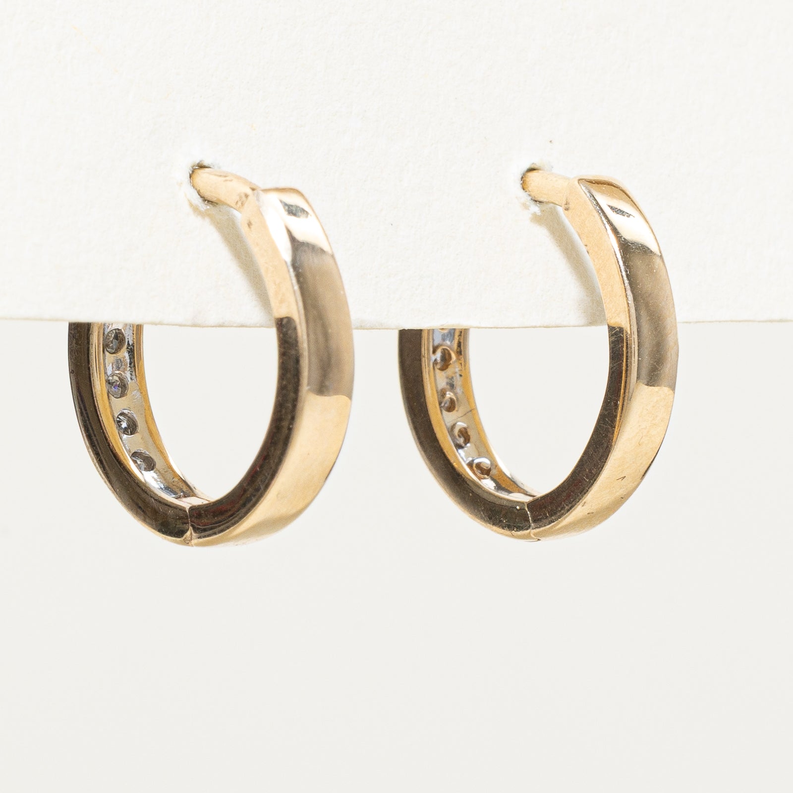 0.11ctw Diamond Huggie Hoop Earrings for Women - 14K Gold Plated Cubic Zirconia Studs | Perfect for Everyday Wear, Parties & Gifts