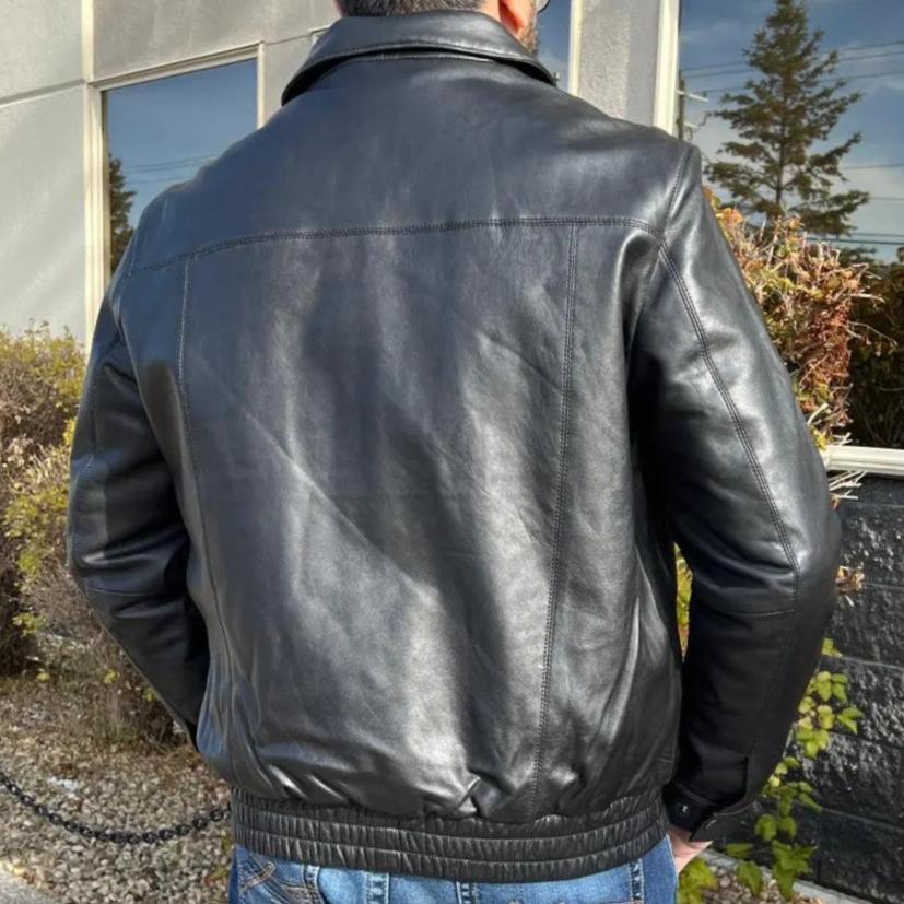 BOL Men's Ting Bomber Jacket - Genuine Lambskin Leather, Slim Fit, Lightweight & Stylish - Perfect for Casual Outings, Nightlife & Motorcycle Riding