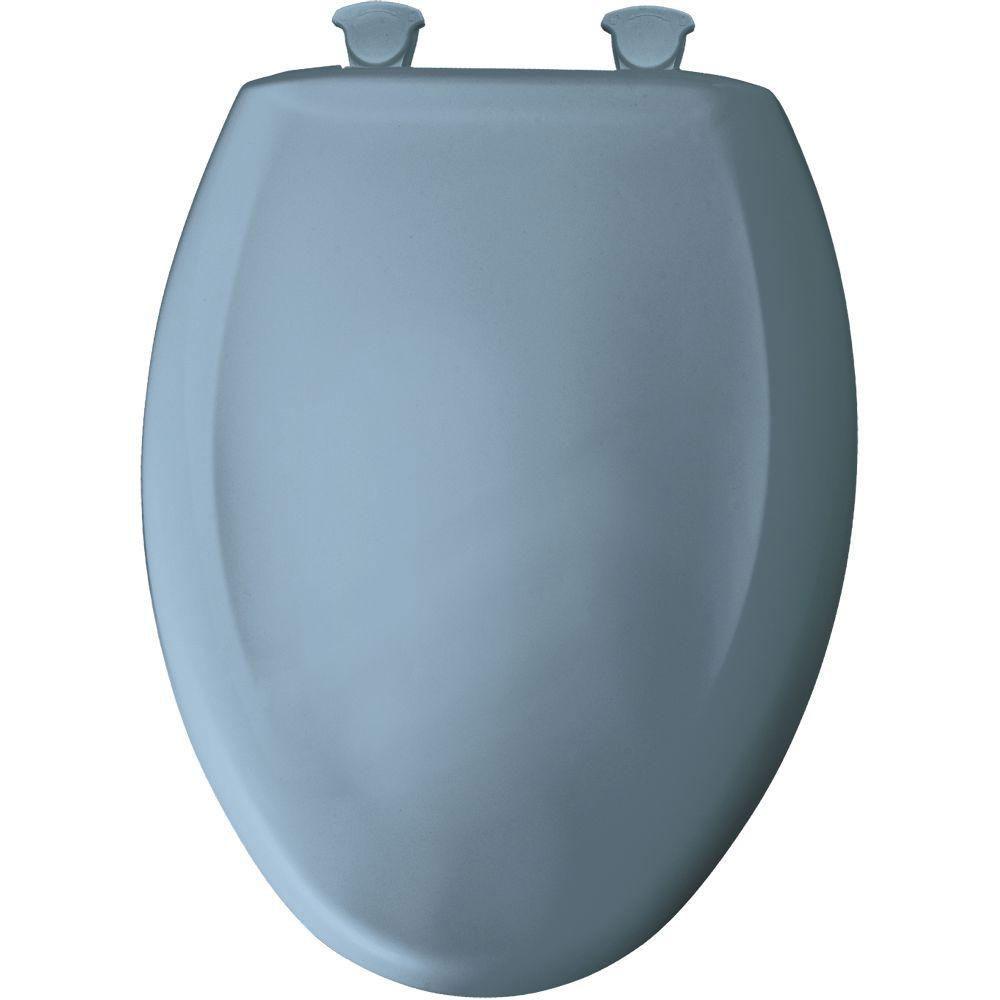 Bemis Slow Close Elongated Toilet Seat with STA TITE Hinge - Glacier Blue (Model 762484) | Durable & Quiet for Bathroom, Home, and Office Use