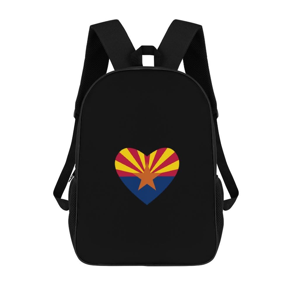 Arizona Heart Flag 17 Inch Laptop Backpack - 3D Printed School & Work Computer Bag for Men & Women | Perfect for College, Travel & Daily Commute