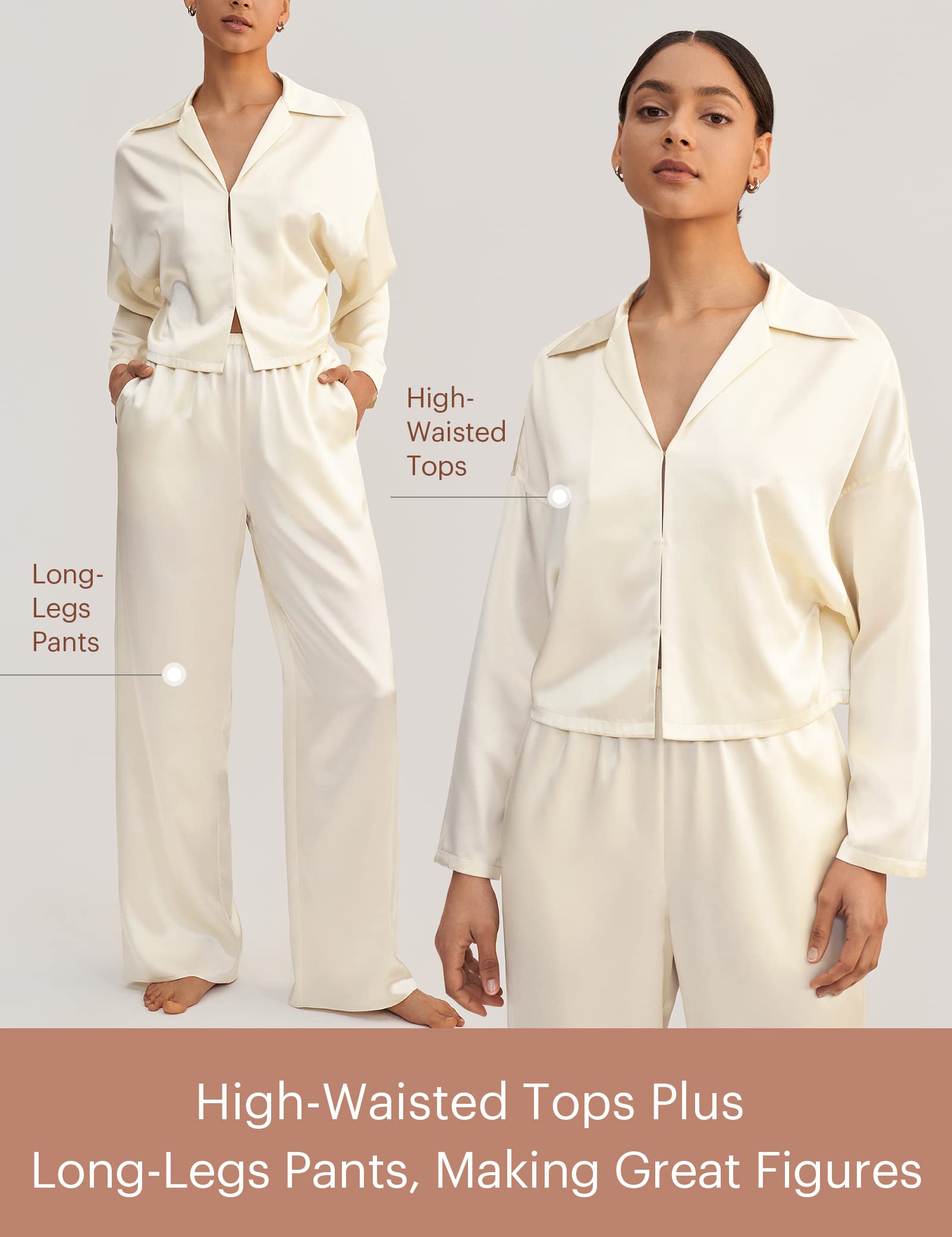 Luxury LilySilk 100% Pure Mulberry Silk Pajama Set for Women - Soft & Breathable 2-Piece Sleepwear - Perfect for Relaxing at Home, Spa Days & Gift Giving