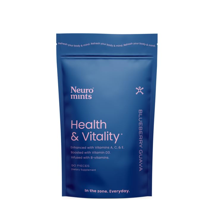 Neuro Mints | All Natural Sugar Free Vegan Keto Multivitamin Supplement with Vitamin A, C, D3, E, B3, B6, B12 & Folate | Blueberry Guava Flavor (90 Count) | Boost Energy & Focus for Workouts, Study & Daily Wellness