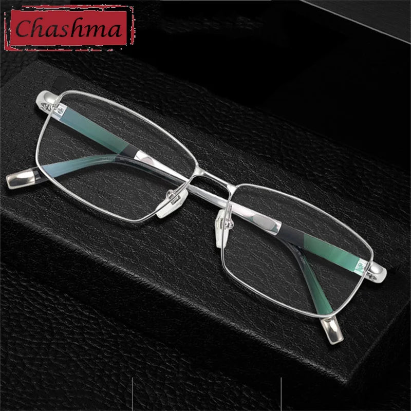 Men's Titanium Square Full Rim Eyeglasses 27448 – Lightweight Durable Frame for Work, Reading & Everyday Use