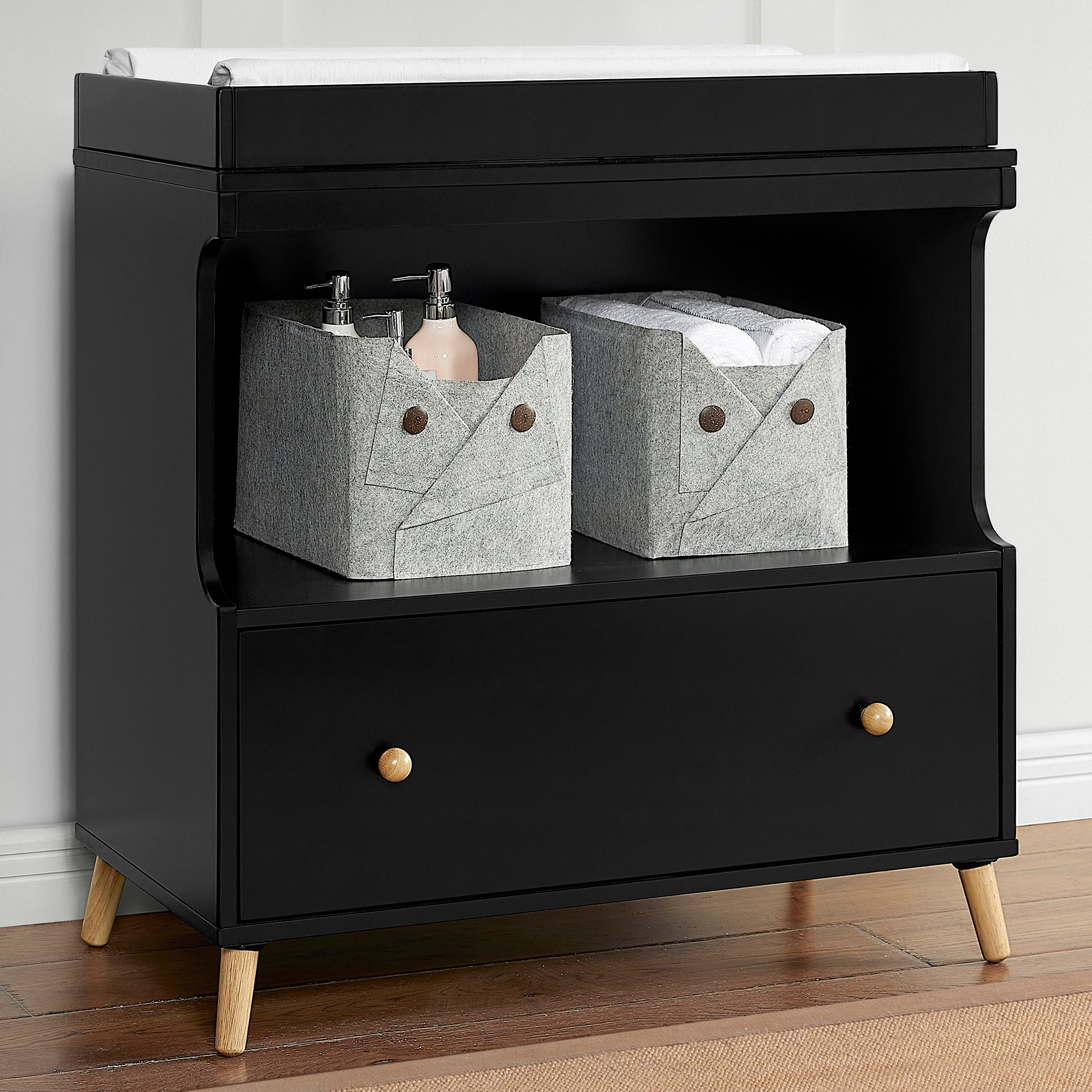 Essex Convertible Baby Changing Table with Storage Drawer - Nursery Dresser & Changing Station for Newborns & Toddlers