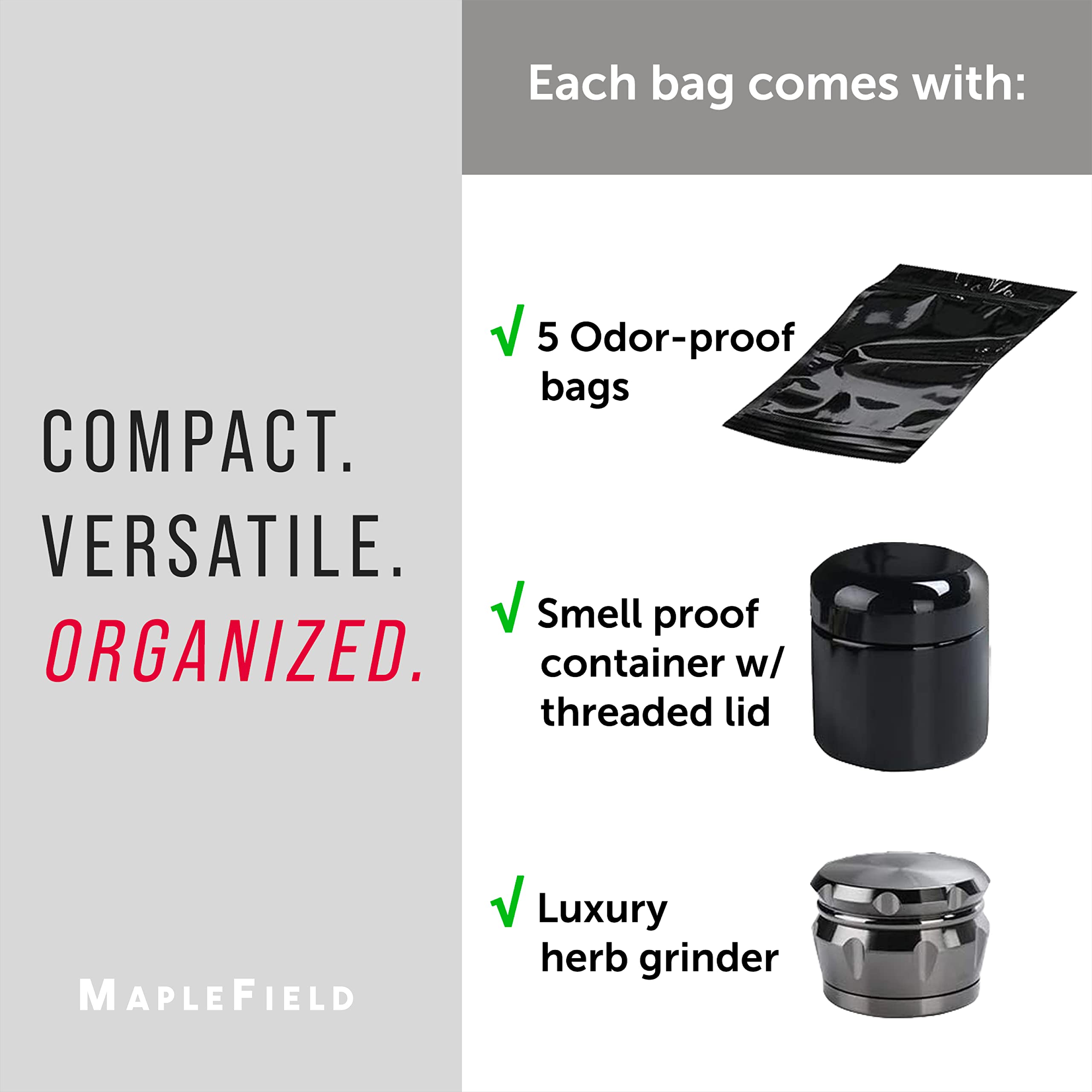 Odor Proof Stash Box with Grinder & Accessories - Smell Proof Container for Herbs, Spices & Food Storage - Portable Lockbox for Travel & Discreet Carrying - Perfect for Camping, Hiking & Outdoor Adventures