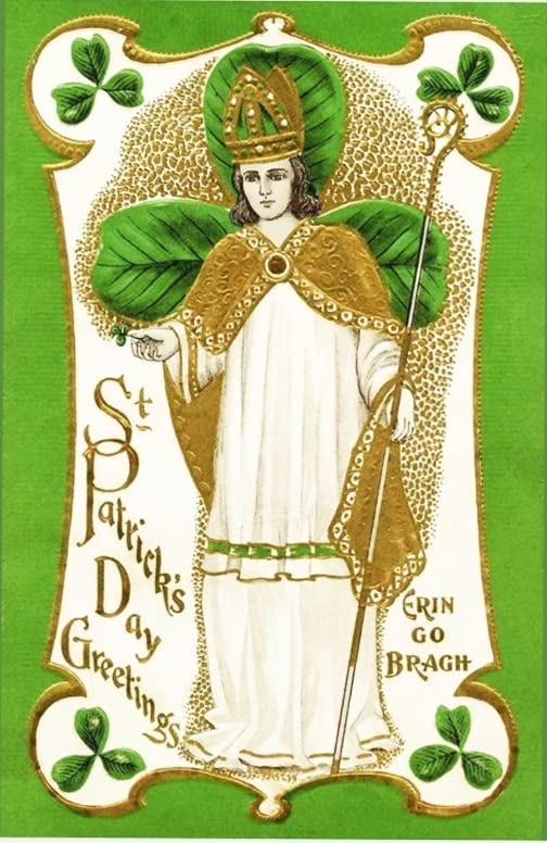 Vintage St. Patrick's Day Greeting Cards Set of 6 with Glitter Accents - Irish Shamrock Design for Holiday Wishes, Party Invitations & Home Decor