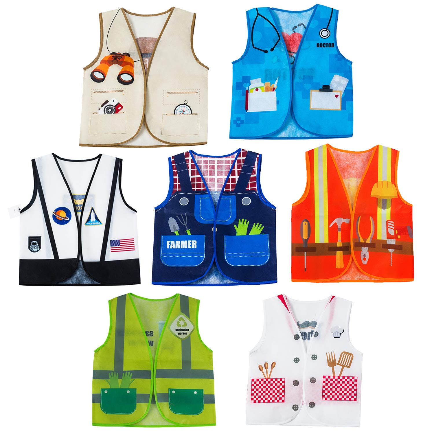 Tigerdoe Toddler Dress Up Costume Set - 7 Pcs Pretend Play Vest Outfit for Kids, Career Role Play Costumes for Boys & Girls | Perfect for School Plays, Halloween & Birthday Parties
