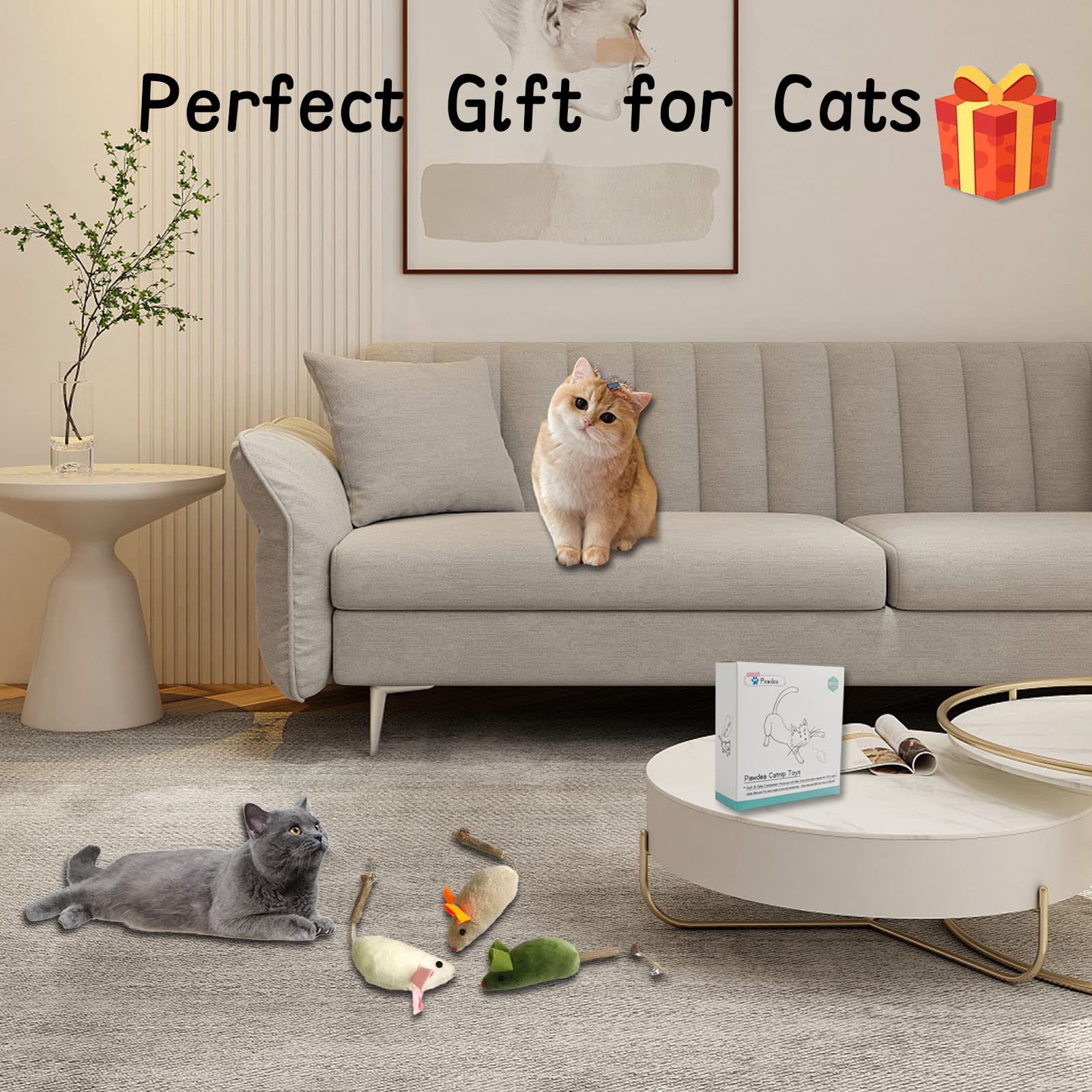 3PCS Large Squeaky Cat Toys with Catnip & Silvervine - 8.9