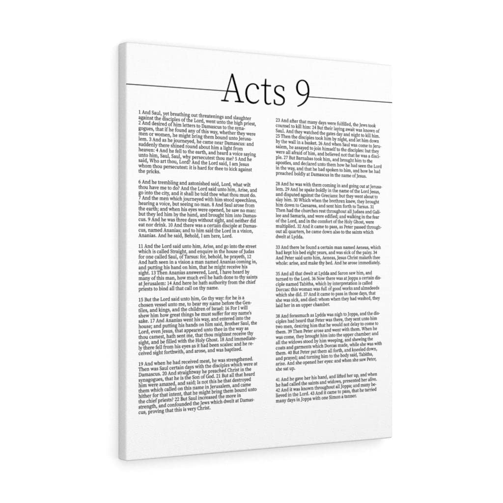 Bible Art Canvas - The Conversion of Saul Acts 9 Christian Wall Art | Ready to Hang Unframed Scripture Verse Gift for Home & Church Decor