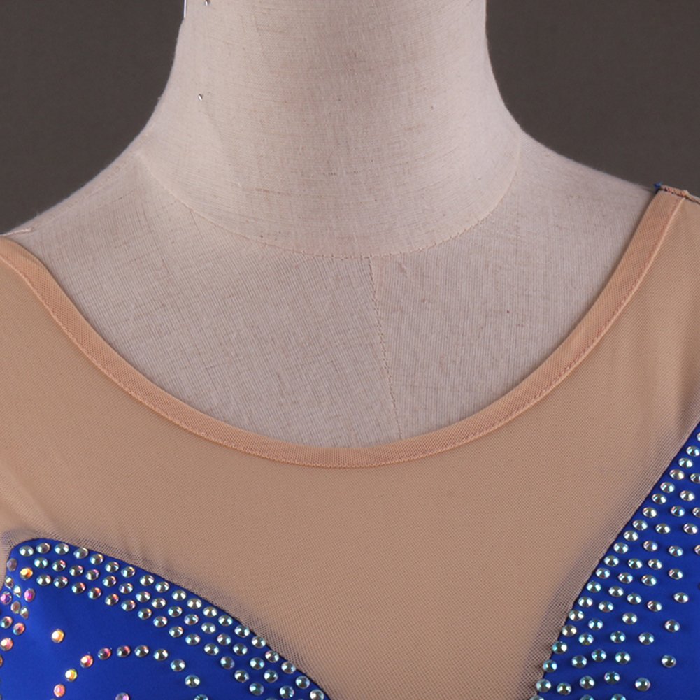 Sparkling Blue Rhinestone Figure Skating Dress for Women - Elegant Competition & Performance Costume - Perfect for Ice Shows, Recitals & Dance Performances