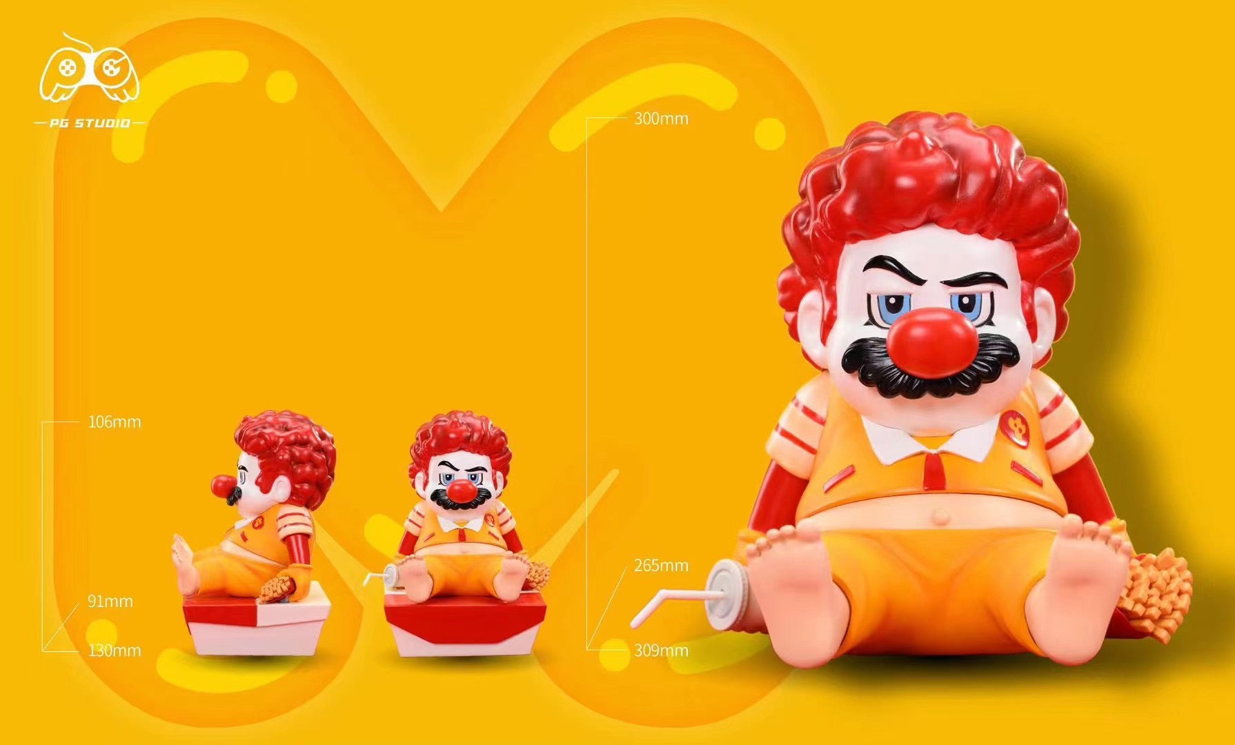 PG Studio McDonald's & KFC Mario Grandpa 2.0 Action Figure - Collectible Fast Food Character Toy for Gamers & Anime Fans - Perfect for Display, Gifts, and Themed Parties