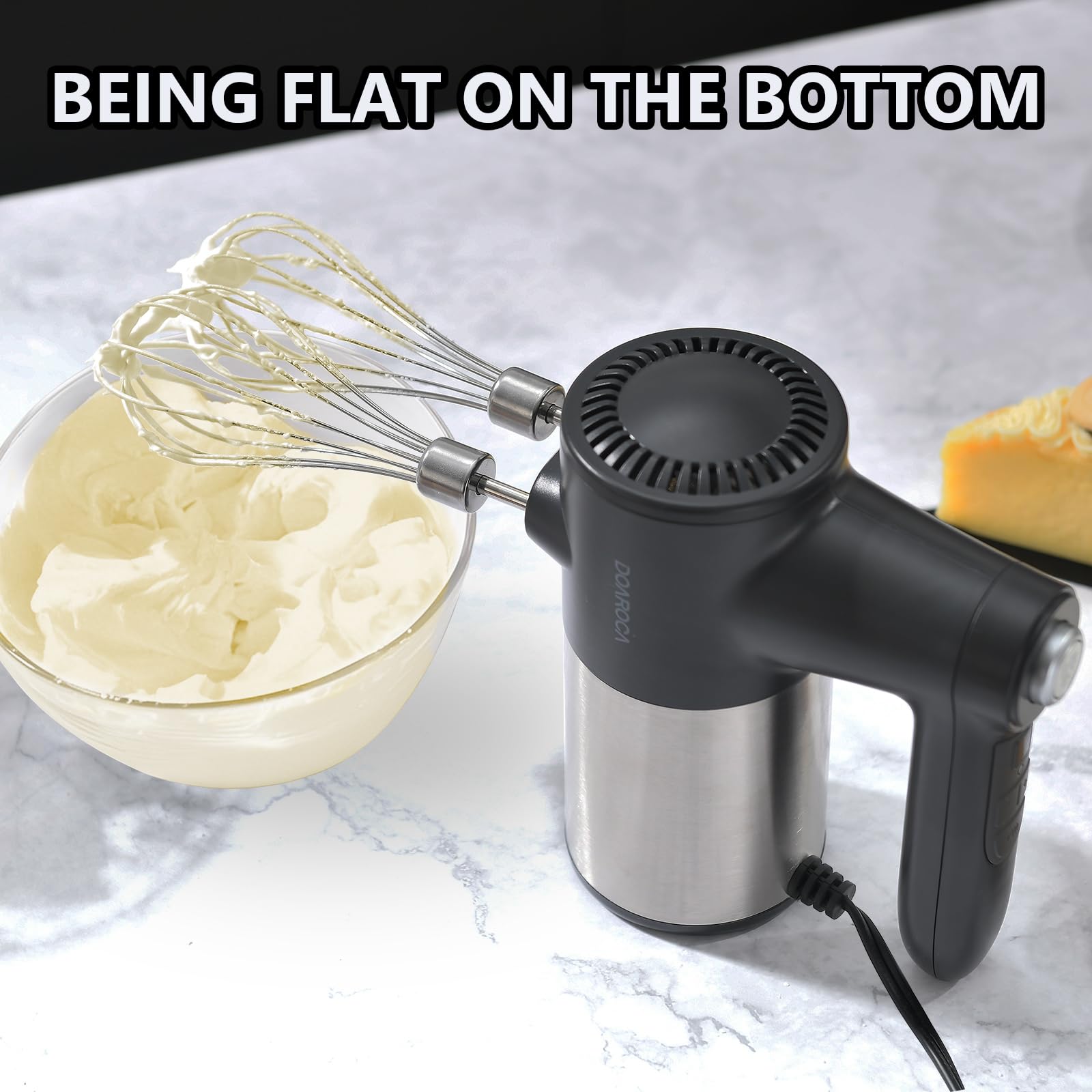 9-Speed Electric Hand Mixer with Storage Base, Whisk & Dough Hooks - 400W Powerful DC Motor, Digital Touch Control - Perfect for Baking Cakes, Cookies & Mixing Batters