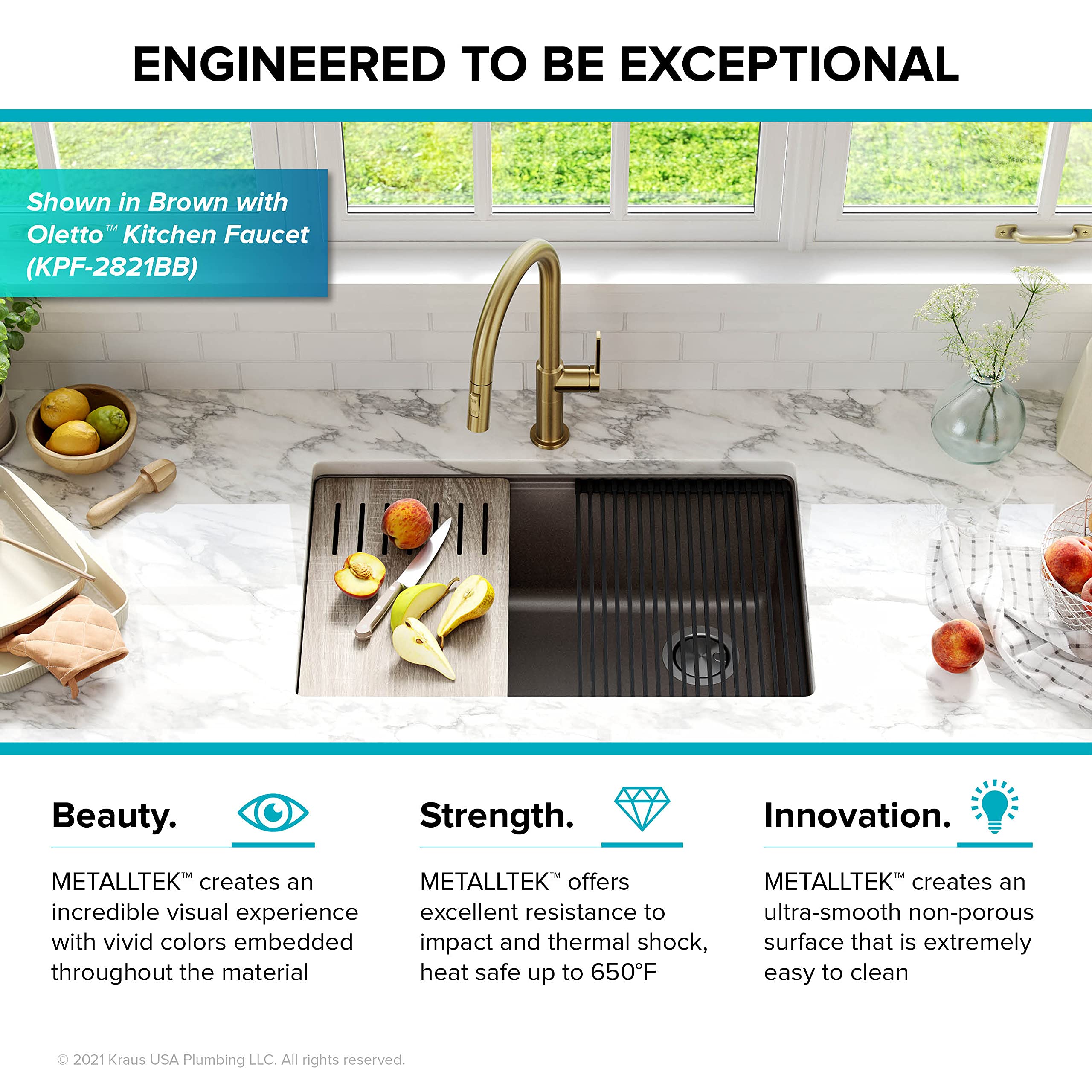 KRAUS Bellucci 30-Inch Undermount Workstation Granite Composite Kitchen Sink in Metallic Gray with Accessories (Model KGUW2-30MGR) - Perfect for Modern Kitchens, Food Prep, and Dishwashing