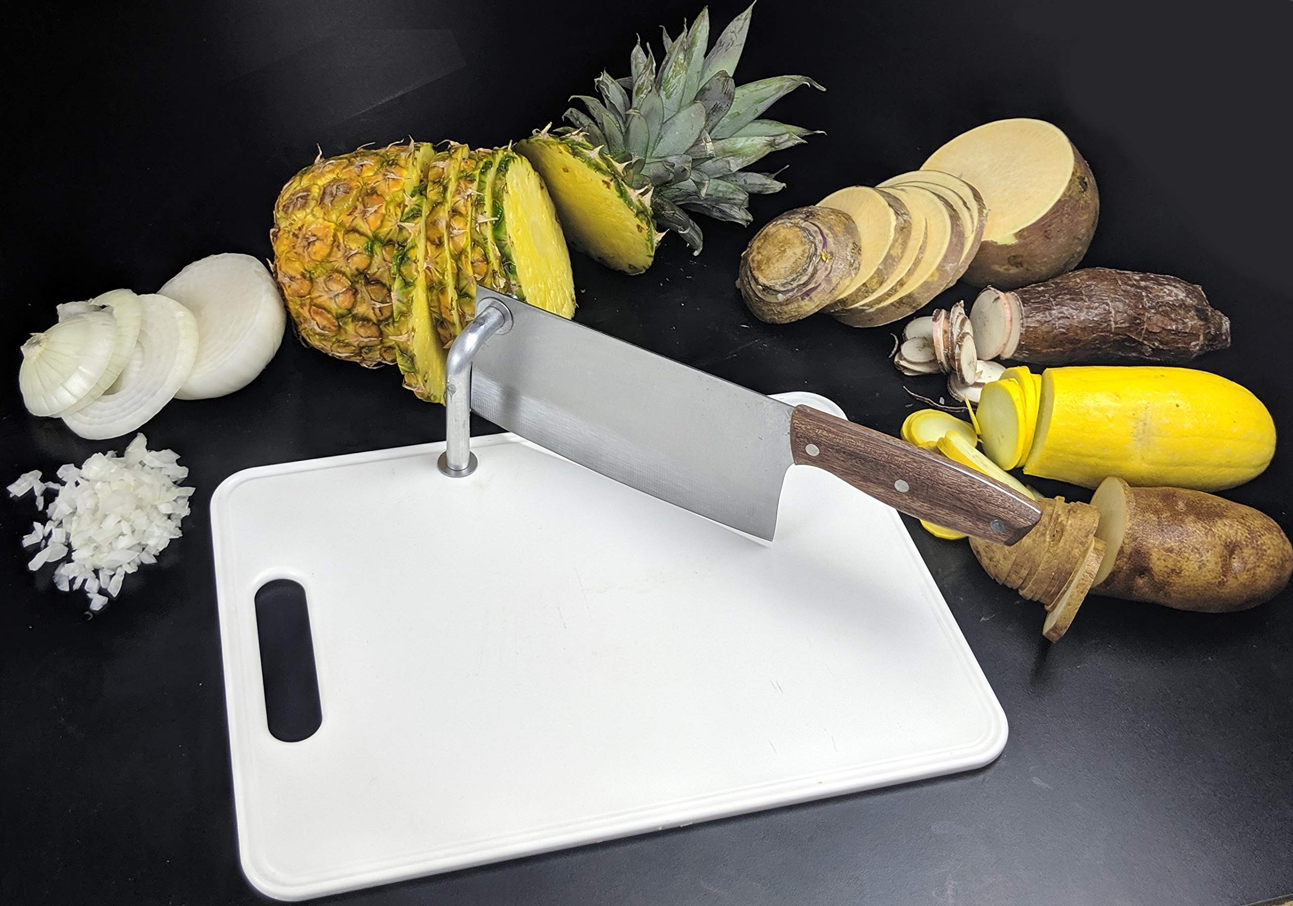 Premium Bamboo Cutting Board with Cleaver - Heavy Duty Chopping Board for Boned Meats, Hard Vegetables, Fruits & Onions | Perfect for Kitchen Prep, Butchering & Meal Preparation