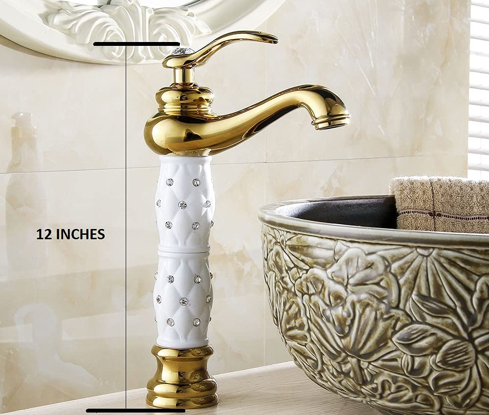 Premium InArt Brass Single Lever Basin Mixer Tap - Bathroom Sink Faucet in White Gold Finish | Modern Water-Saving Design for Vanity, Powder Room & Guest Bathroom
