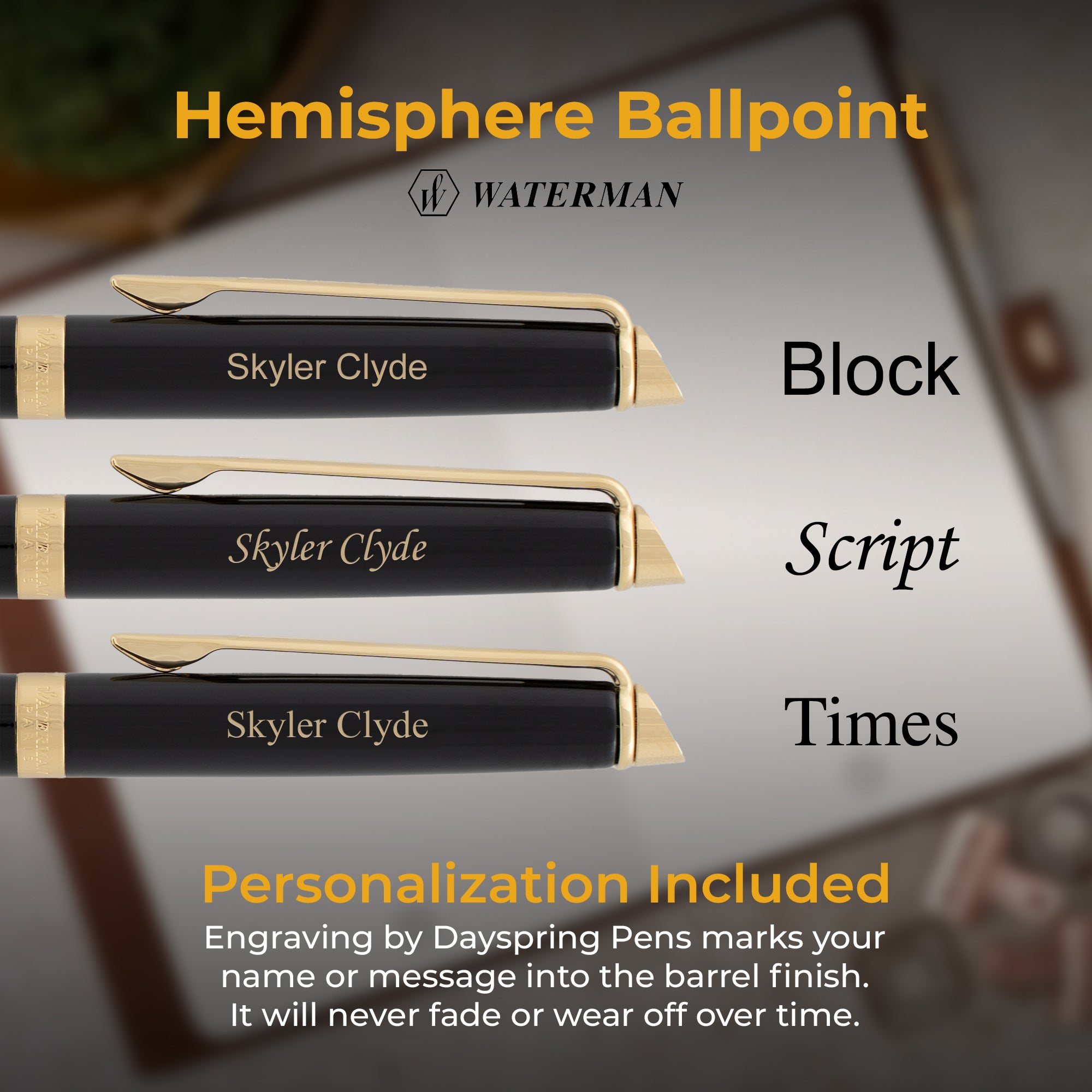 Waterman Hemisphere Ballpoint Pen - Black with Gold Trim - Premium Writing Instrument for Business, Office & Gifting