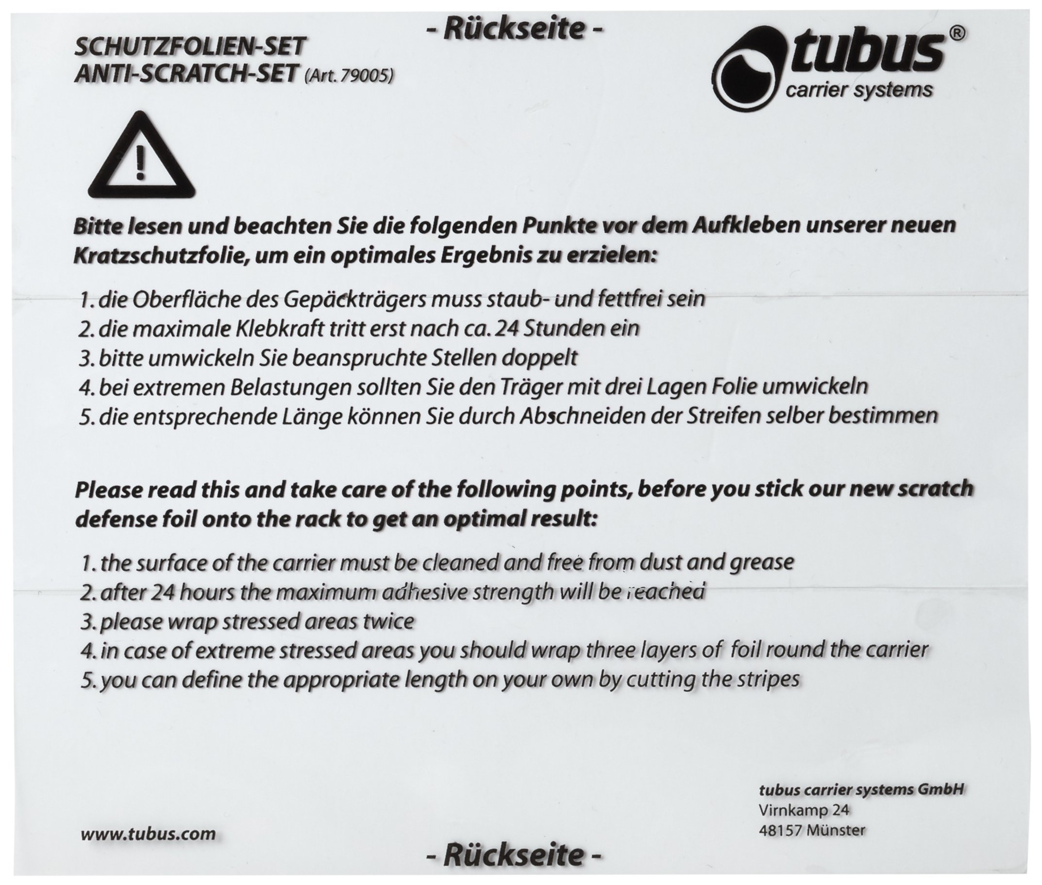 Tubus Racktime ANTISC Clear Screen Protector - Scratch Resistant for Smartphones
