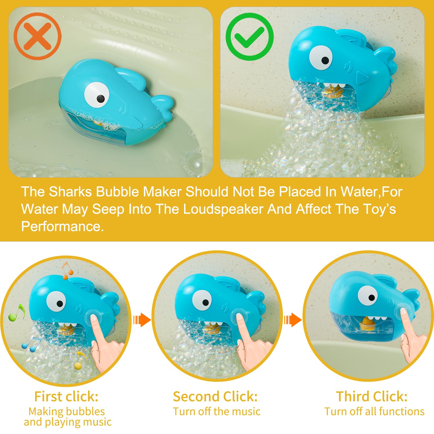 Automatic Bubble Bath Machine with Music & 3 Silicone Bath Toys for Toddlers Ages 1-3 - Fun Bubble Maker for Kids Bath Time, Birthday Gift & Sensory Play