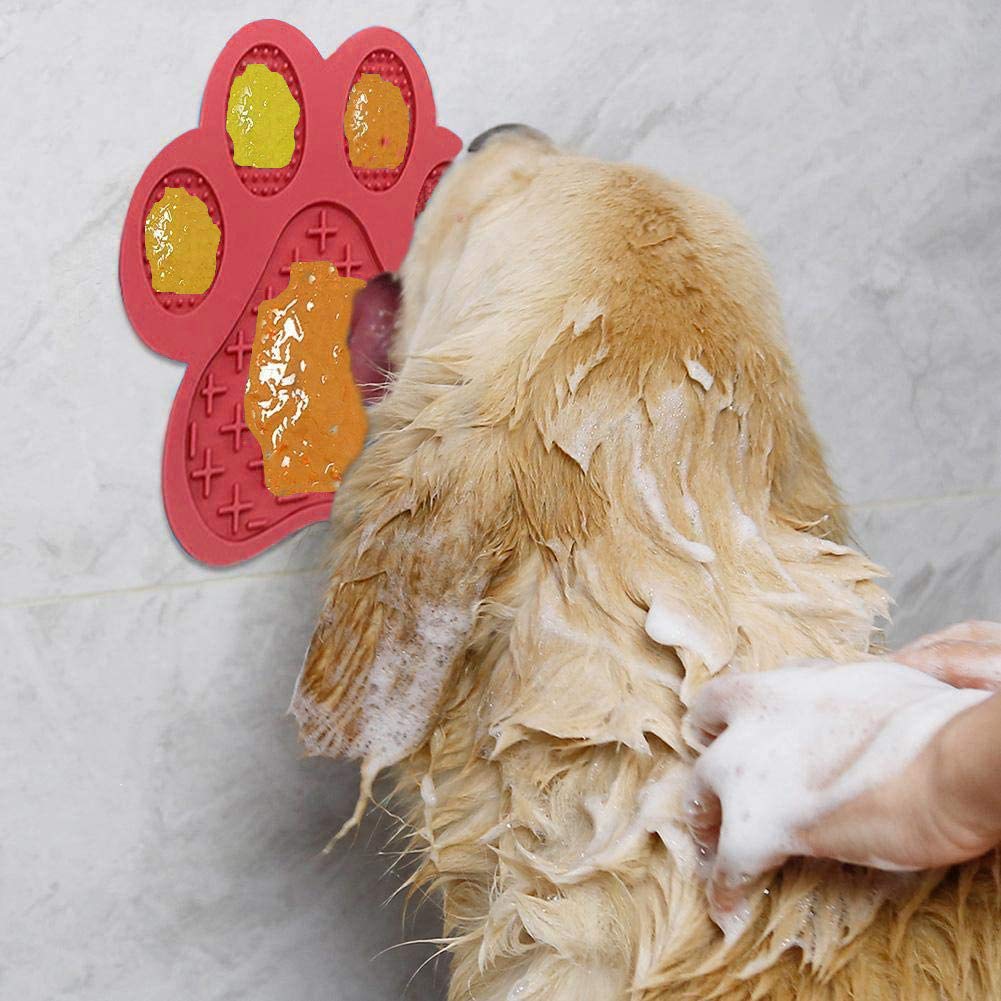 Dog Licking Mat for Anxiety Relief - Slow Feeder Dog Bowl with Peanut Butter - Non-Slip Suction Pad for Bathing, Grooming & Training - Red | Perfect for Anxious Pets, Mealtime Enrichment & Vet Visits