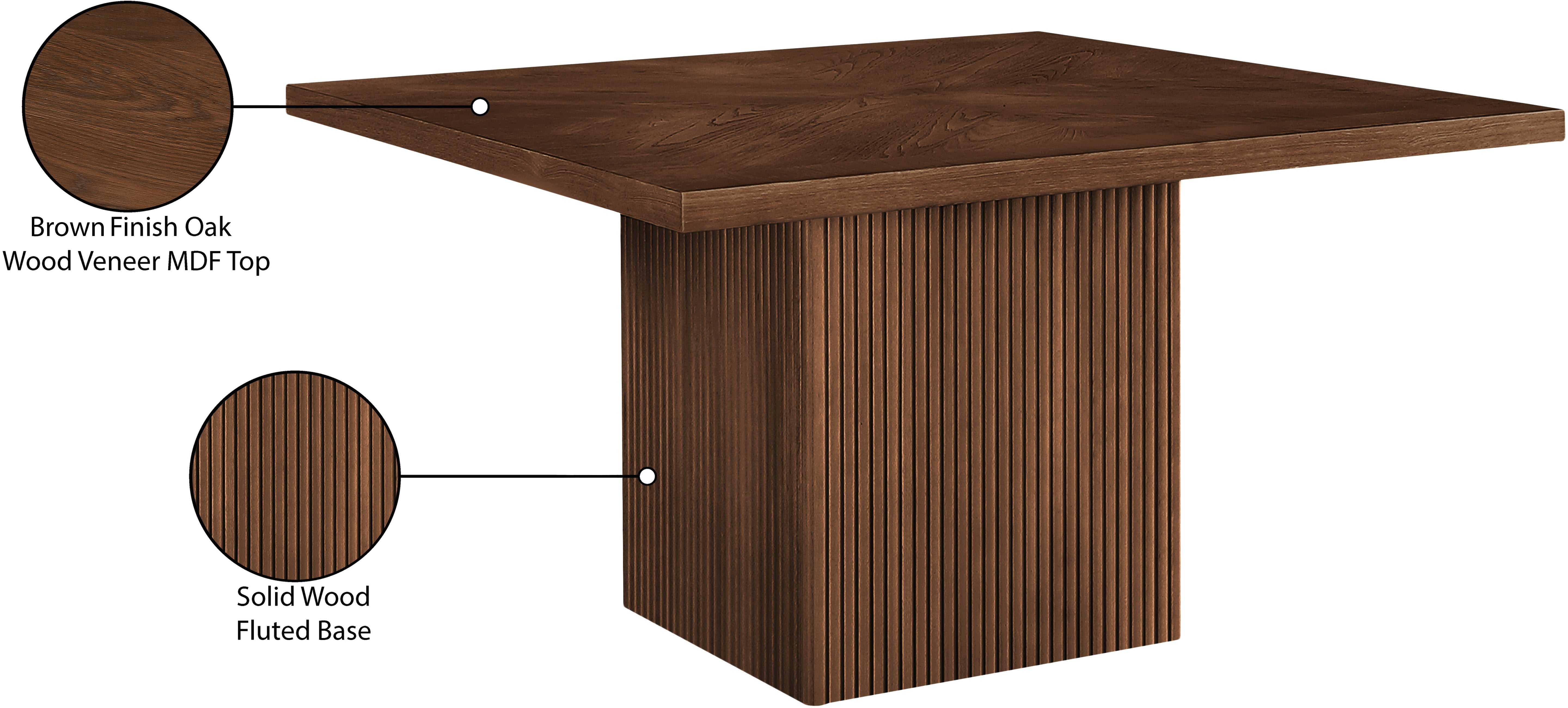 Belinda Brown Oak Veneer Dining Table - Modern Solid Wood Kitchen Table for 6 - Perfect for Family Dinners & Entertaining Guests