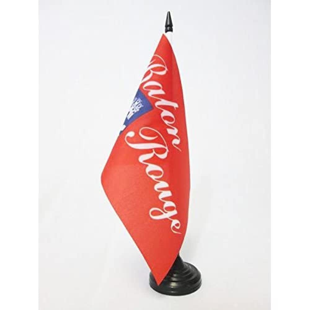 5'' x 8'' Baton Rouge Louisiana City Table Flag with Black Plastic Stick & Base - Perfect for Office Desk, Home Decor, and Louisiana Pride Display - AZ FLAG