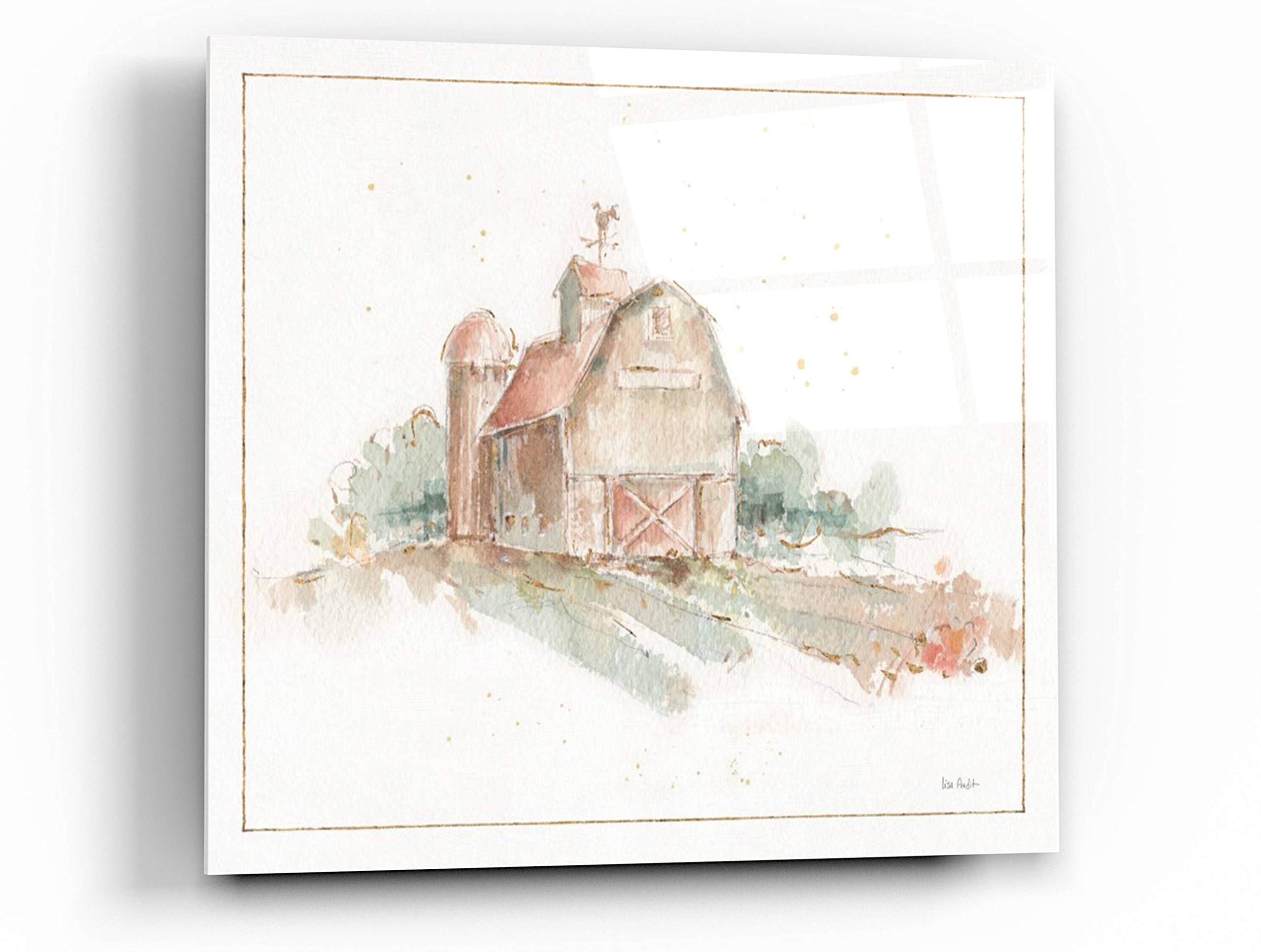 Farm Friends XV Barn Acrylic Glass Wall Art by Lisa Audit - 24x24 Inches, Vibrant Countryside Painting for Living Room, Bedroom & Office Decor