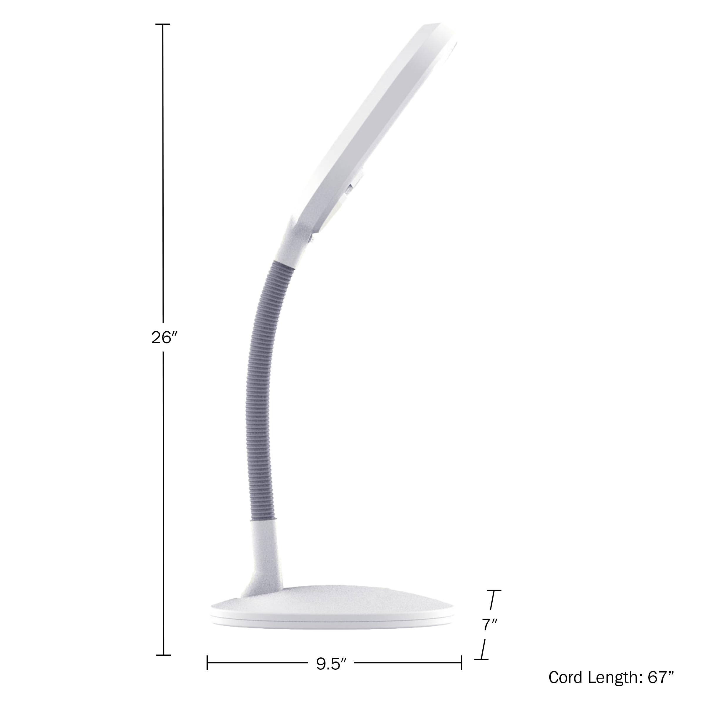 Lavish Home LED Desk Lamp with Adjustable Gooseneck Arm - Natural Sunlight Simulation for Home Office, Reading & Crafting - Energy Efficient White Task Light for Studying, Writing & Nightstand Use