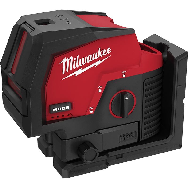12V Lithium Ion Cordless Green Cross Line Laser Level Kit with Plumb Points - Perfect for Construction, Carpentry, and DIY Home Projects