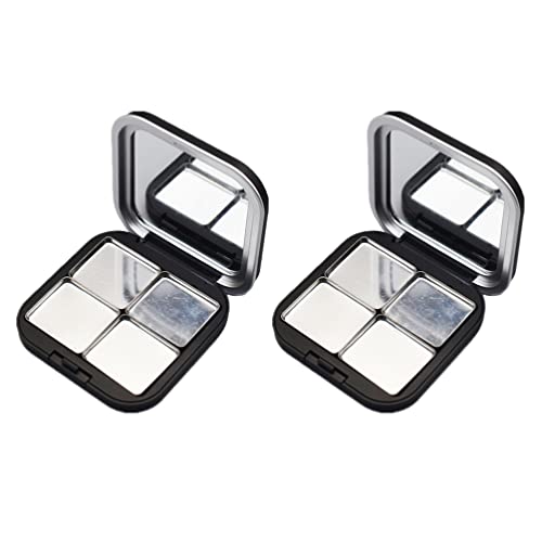 Beaupretty 2PCS Black Magnetic Makeup Palette - Empty Foundation, Eyeshadow, Blush, Lip Balm & Cream Storage Case | Portable & Stackable for Professional Makeup Artists & Travel Use