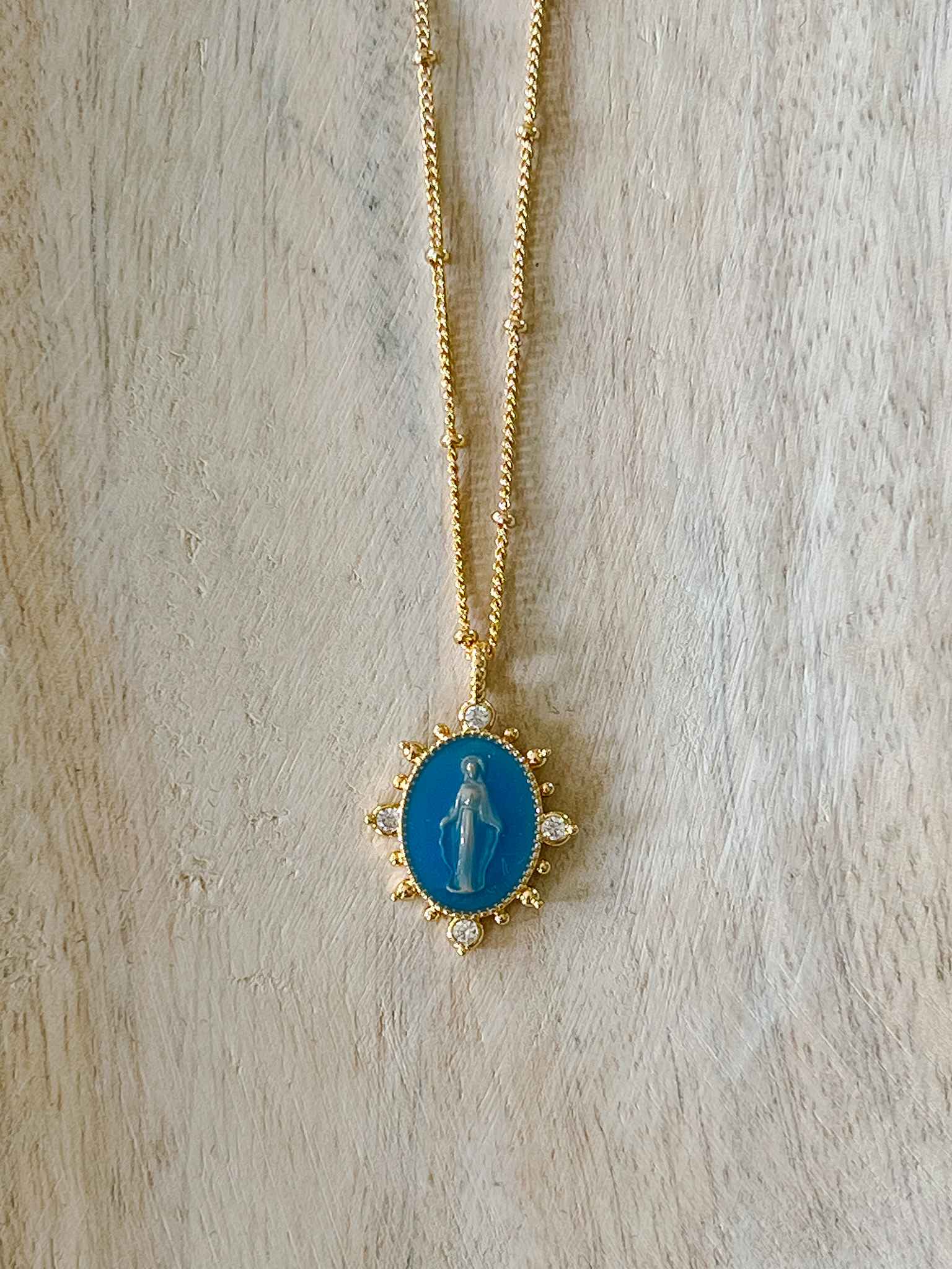 Lady Lourdes Necklace - Elegant French Blue Pendant for Women | Perfect for Daily Wear, Gifts & Special Occasions