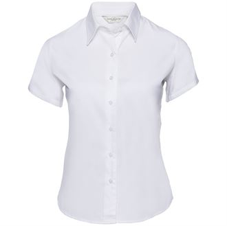 Russell Collection Women's Short Sleeve Classic Twill Shirt (J917F) - Comfortable Casual Top for Work, Office & Everyday Wear