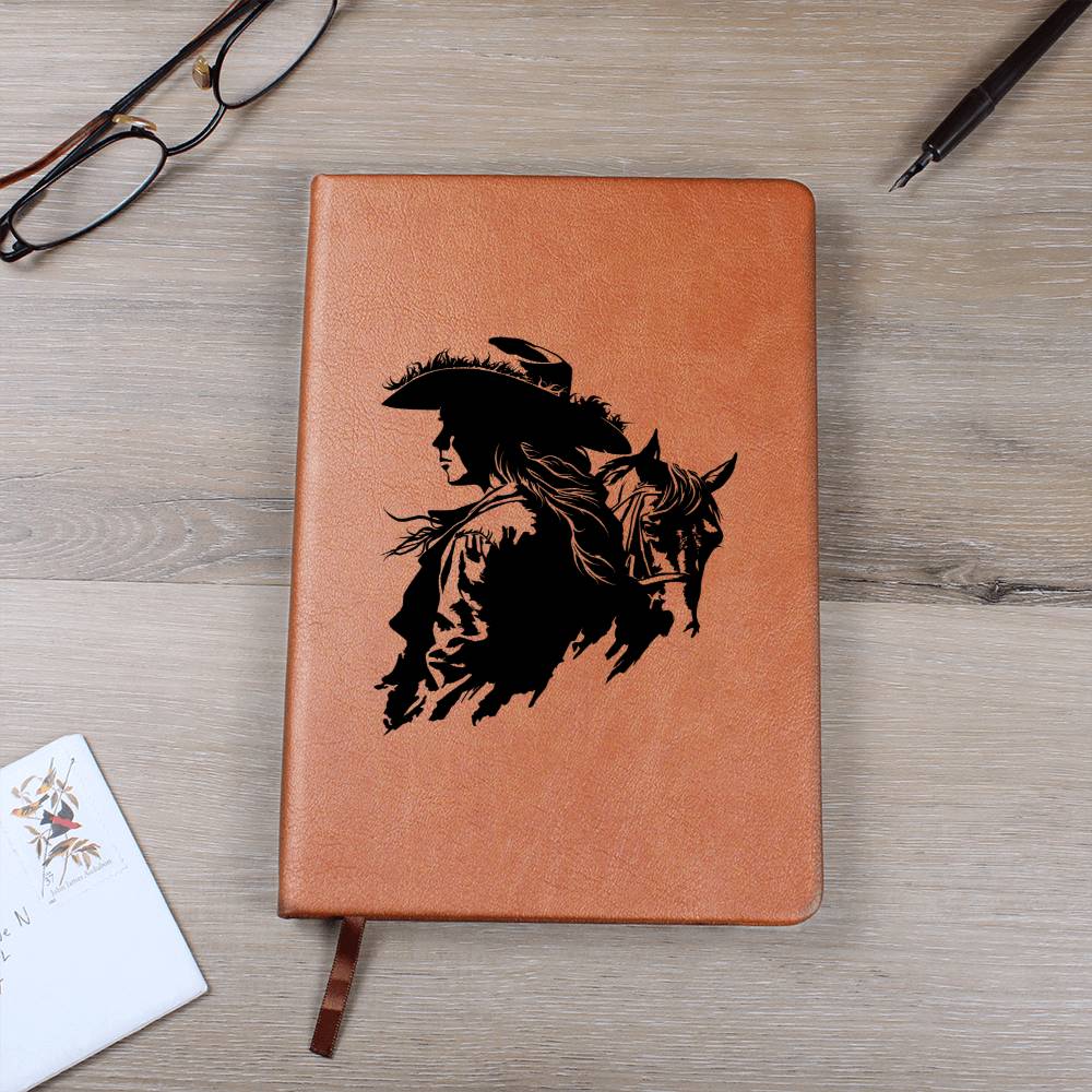 Cowgirl Vegan Leather Journal - 100 Sheets, Lined Pages, Horse Lover Gift for Women - Perfect for Writing, Sketching & Western-Themed Decor