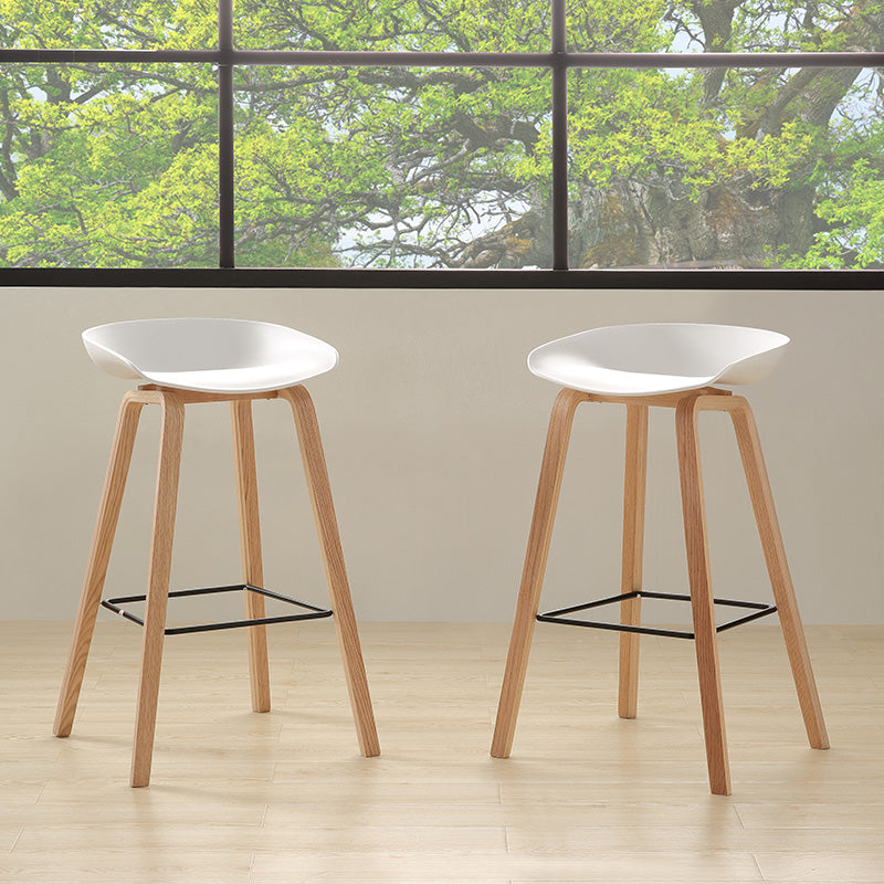 Premium NORTE Bar Stool - Natural & White Wooden Counter Height Stool for Kitchen Island, Breakfast Bar & Home Decor