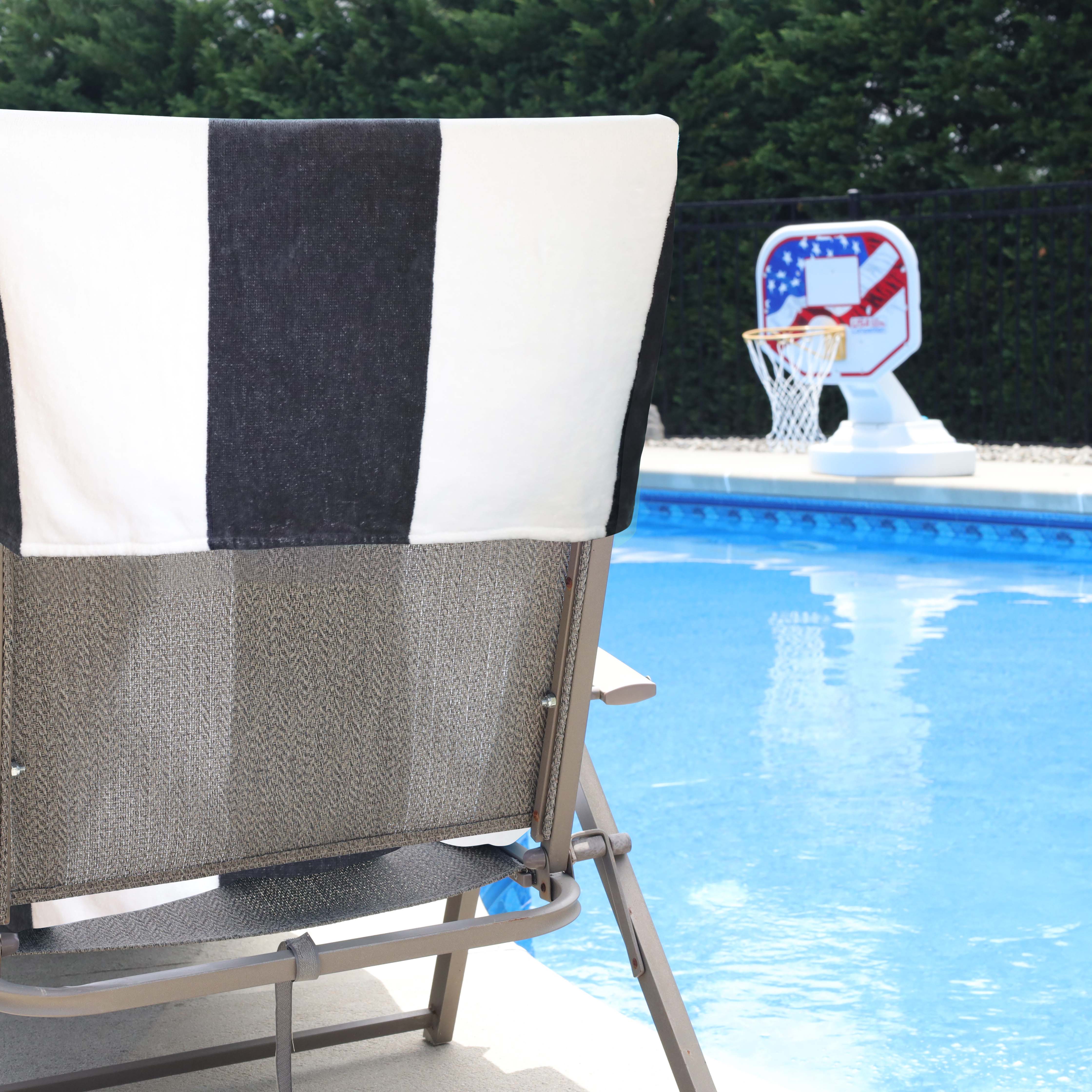 Premium Cotton Cabana Stripe Chaise Lounge Chair Cover - Standard Size, UV Resistant & Waterproof - Perfect for Poolside, Patio, and Outdoor Furniture Protection