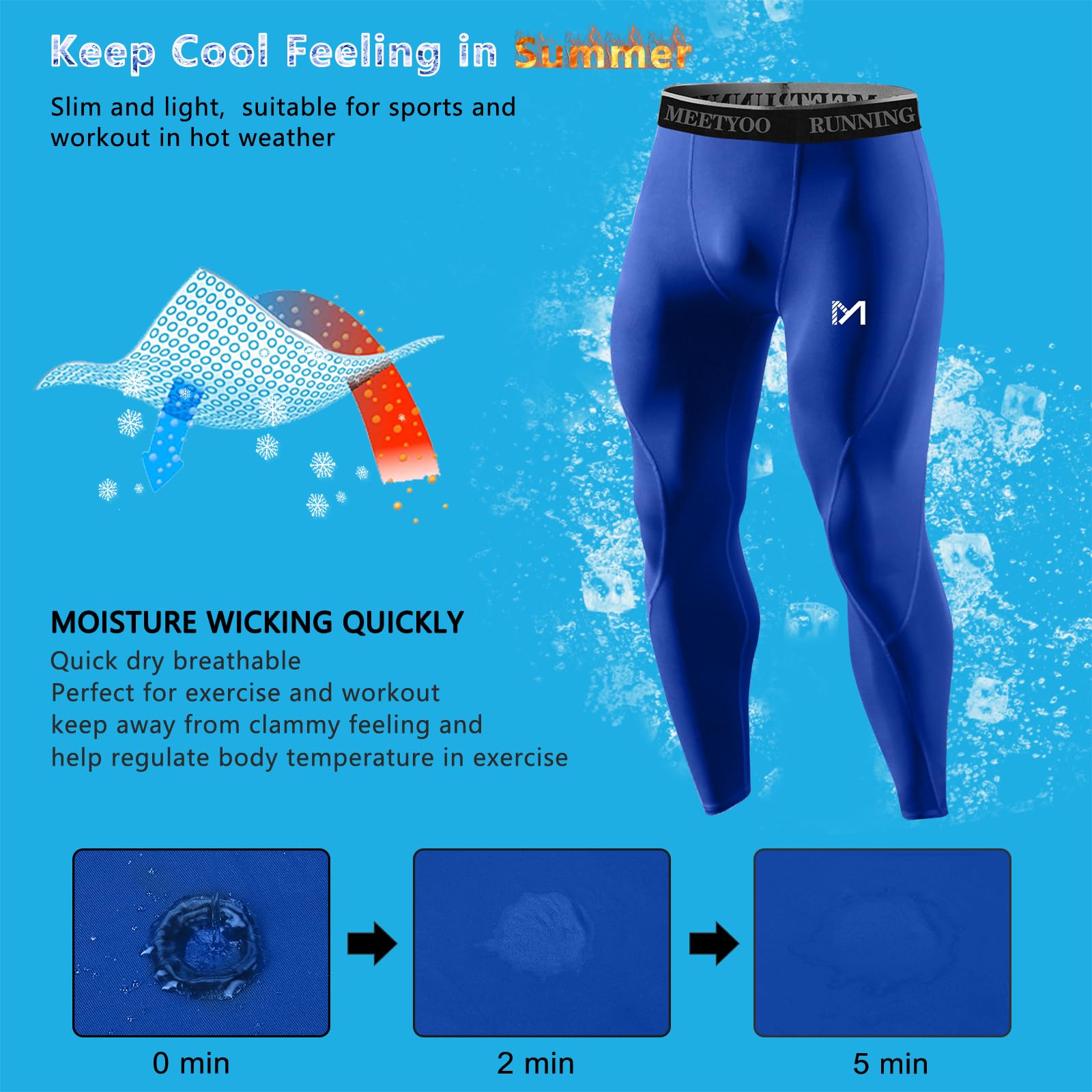 Men's Cool Dry Sports Workout Running Tights Leggings - Breathable Compression Pants for Gym, Jogging & Active Lifestyle