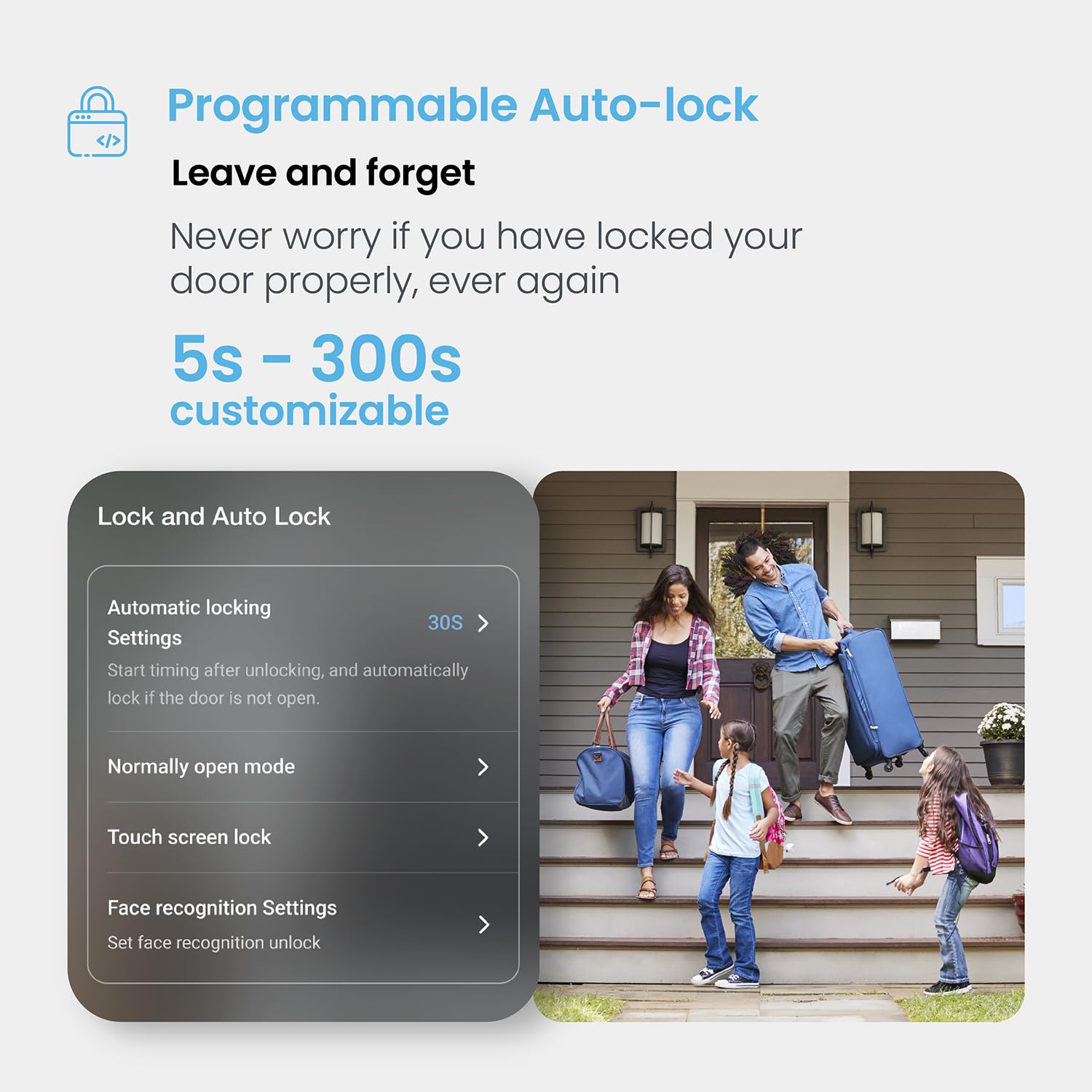 Lockly Secure Pro Smart Lock with Wi-Fi, Keyless Entry Digital Keypad & 3D Biometric Fingerprint Sensor - Touchscreen Front Door Lock with Handle, Voice Control & Auto-Lock (Latch Edition) - Perfect for Smart Homes, Vacation Rentals & Enhanced Home Security