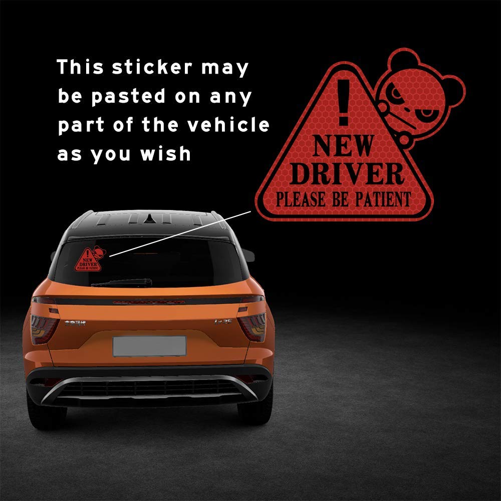 Funny New Driver Sticker for Car - Reflective Waterproof Student Driver Decal (Red) - Perfect for Graduation Gifts & Beginner Driver Safety