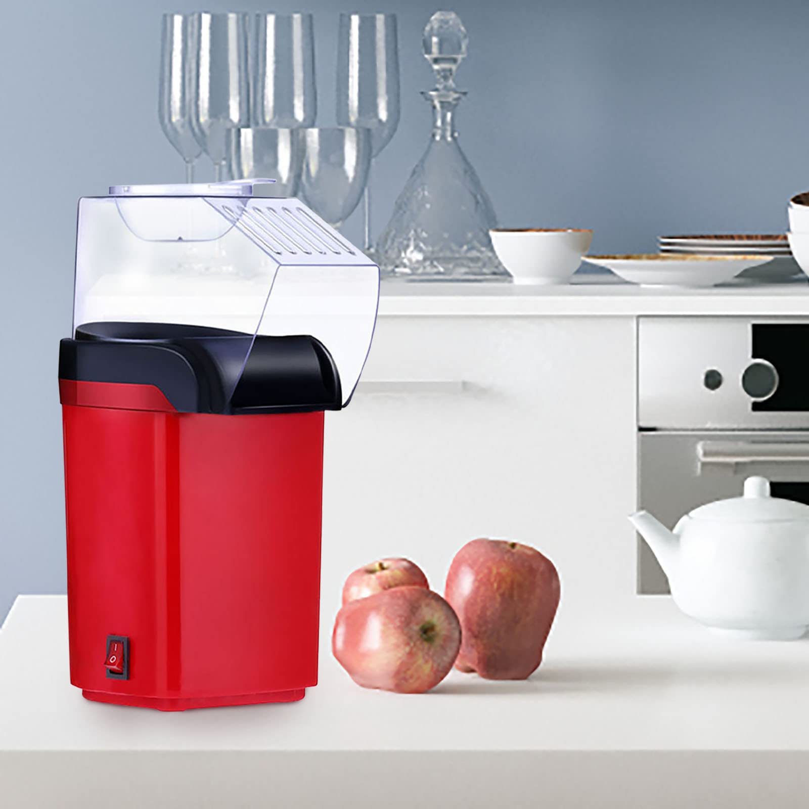 **Electric Popcorn Maker Machine - Fast & Oil-Free Popcorn Popper with Measuring Spoon - Perfect for Movie Nights, Parties, Holidays & Gifts (Red)**