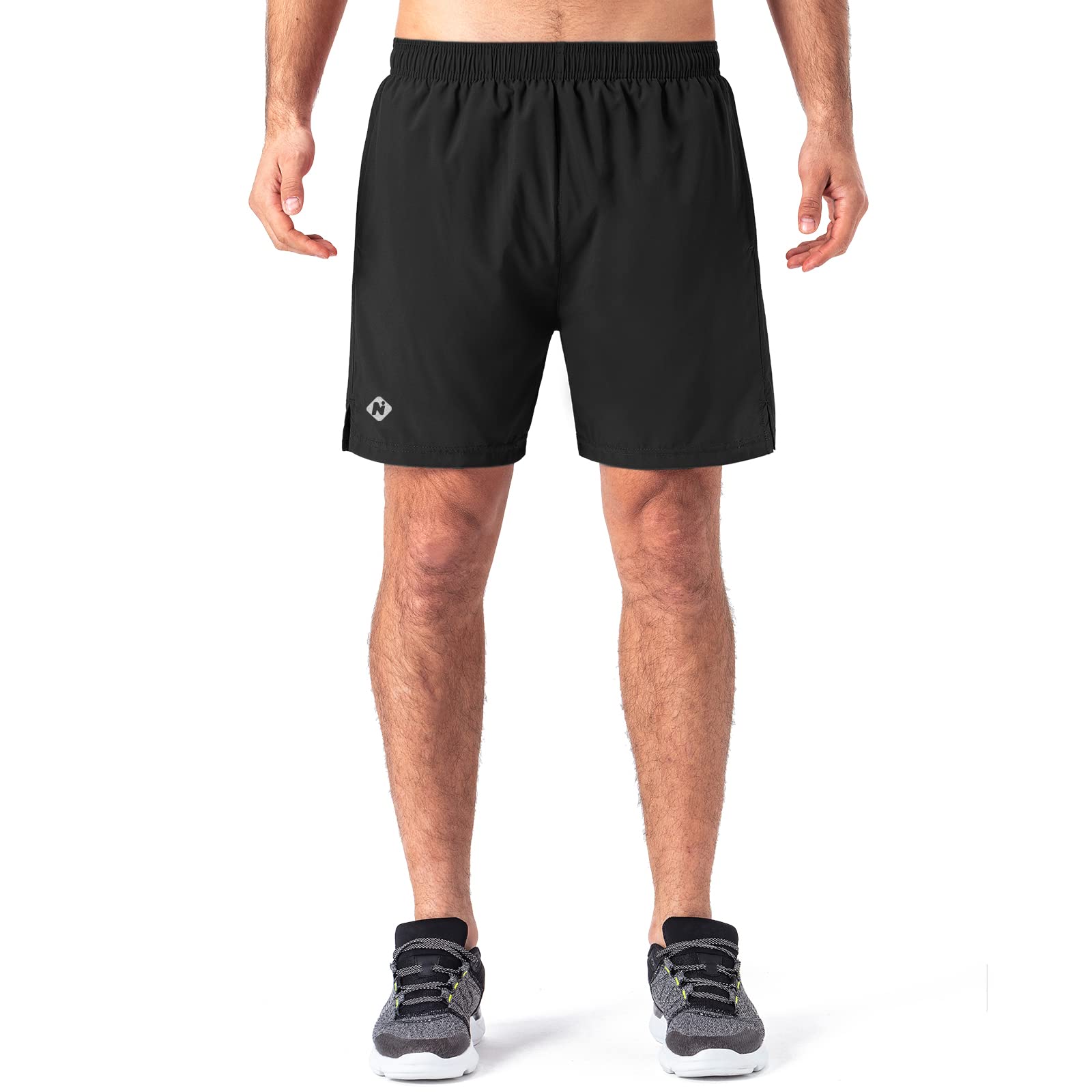 NAVISKIN Men's 5 Inch Running Shorts - Lightweight Quick Dry Athletic Shorts with Zipper Pocket for Gym, Jogging & Outdoor Workouts
