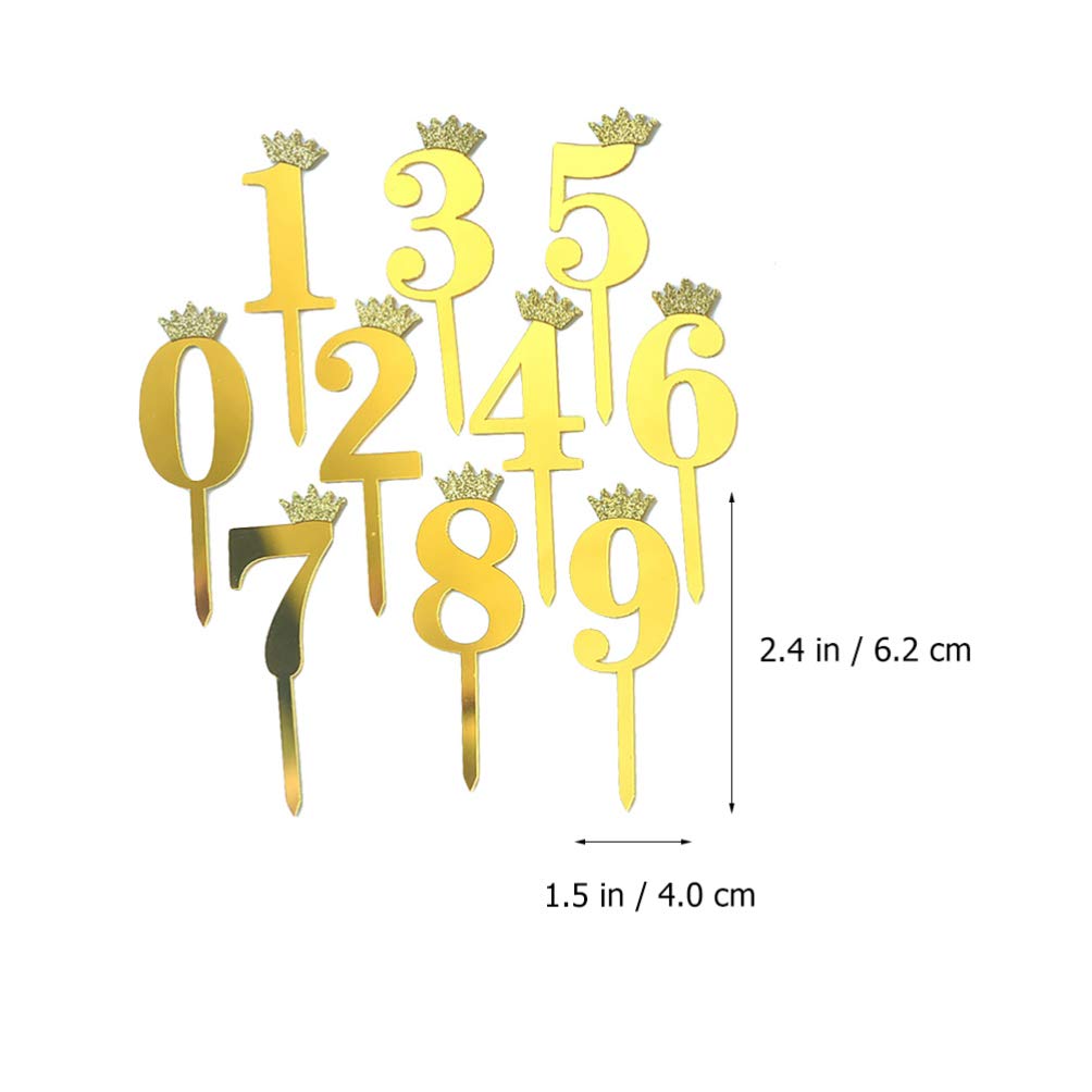 10pcs Acrylic Number Cake Toppers - Reusable Digital Cake Inserts, Cupcake Toppers & Cake Decorations for Birthday, Wedding, Anniversary Parties (Perfect for DIY Cake Decorating)